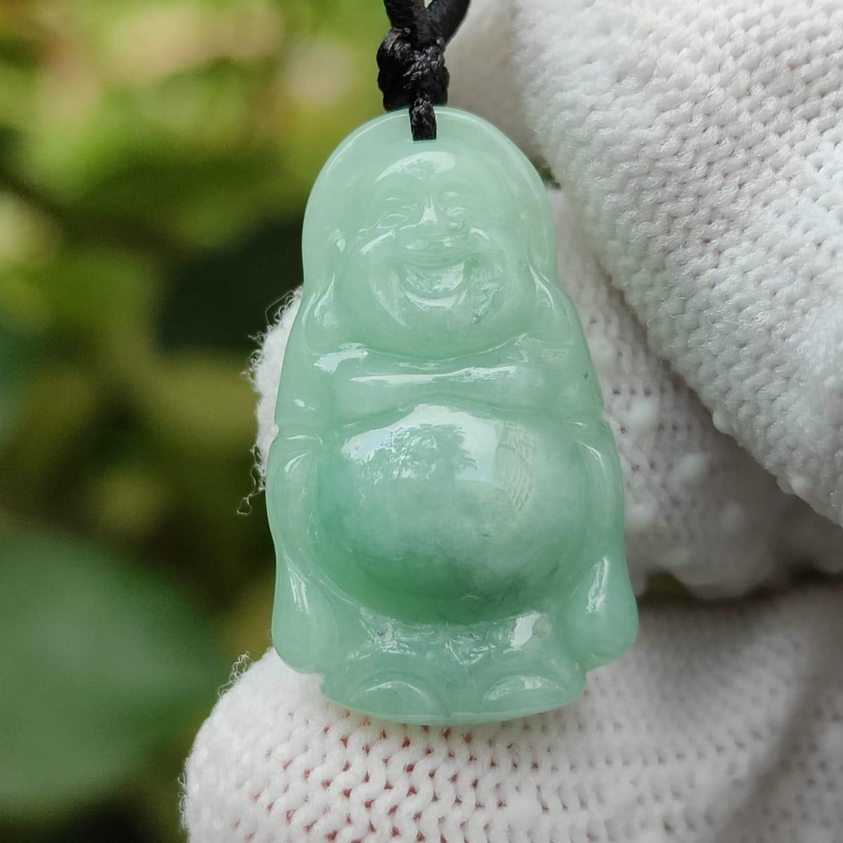 Natural Type A Jadeite Laughing Buddha Pendant 🌱🪨 | Office Feng Shui Essential for Decision-Makers (Sku: pendant443)