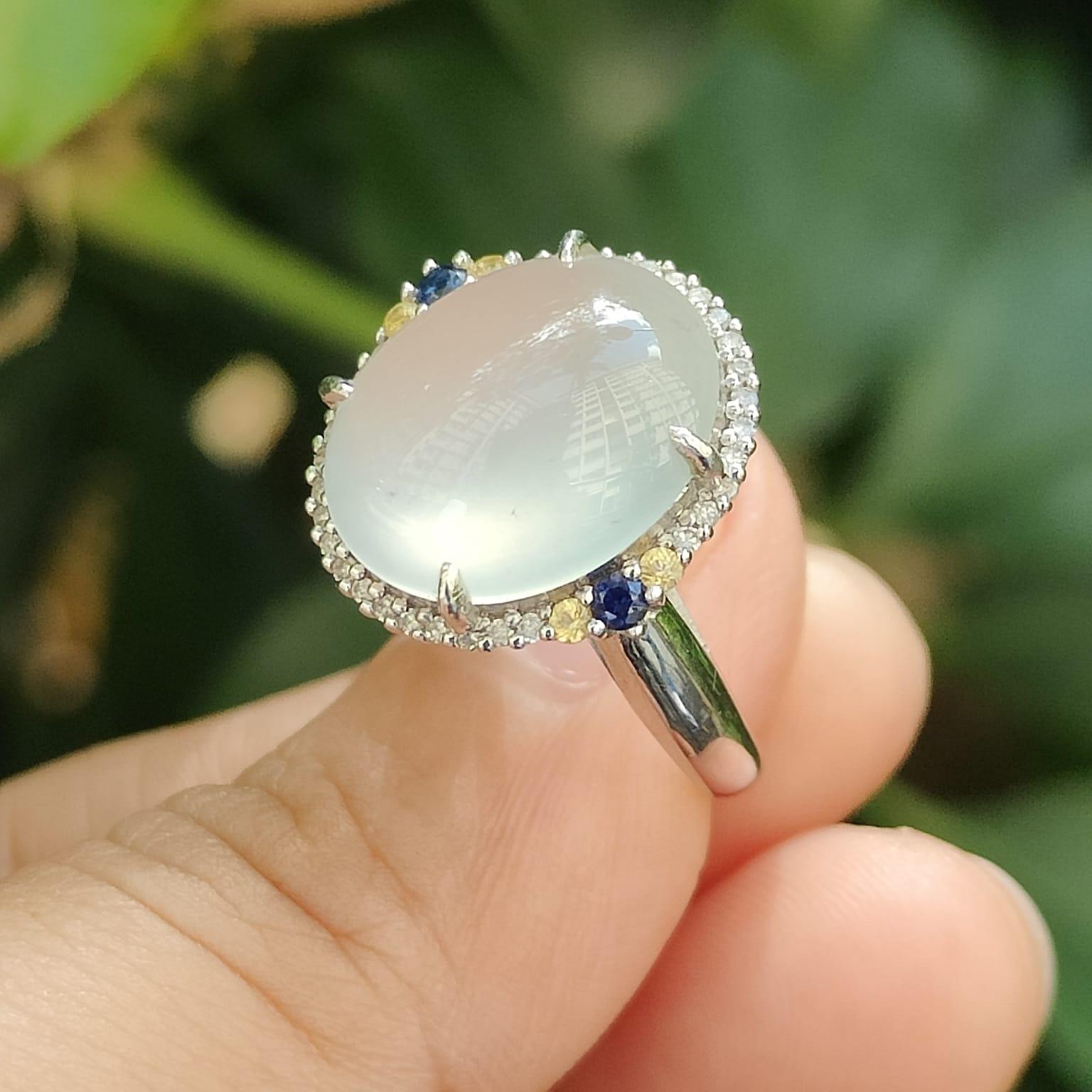 Five Stars Wu Xing Certified Jadeite Gold Ring - Earth/Metal/Water Harmony (Sku:18kring43) Yi Pin Qian Jadeites Jade Jewelry ~Your Precious Quintessential ~ Singapore