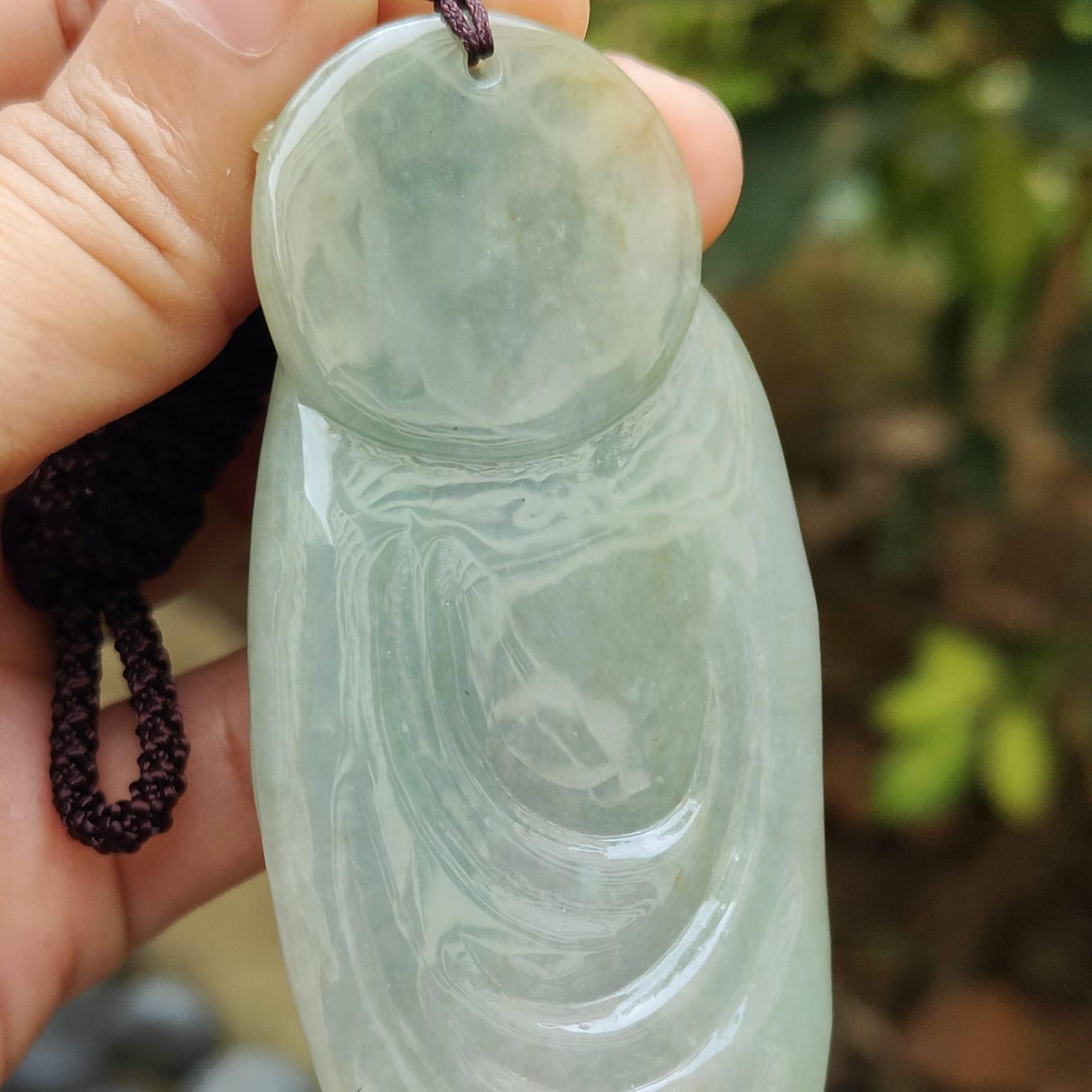 Laughing Buddha Jadeite Carving – Symbol of Joy & Fortune, Natural Type A (Certified 920770030646 SKU: pendant401) Yi Pin Qian Jadeites Jade Jewelry ~Your Precious Quintessential ~ Singapore