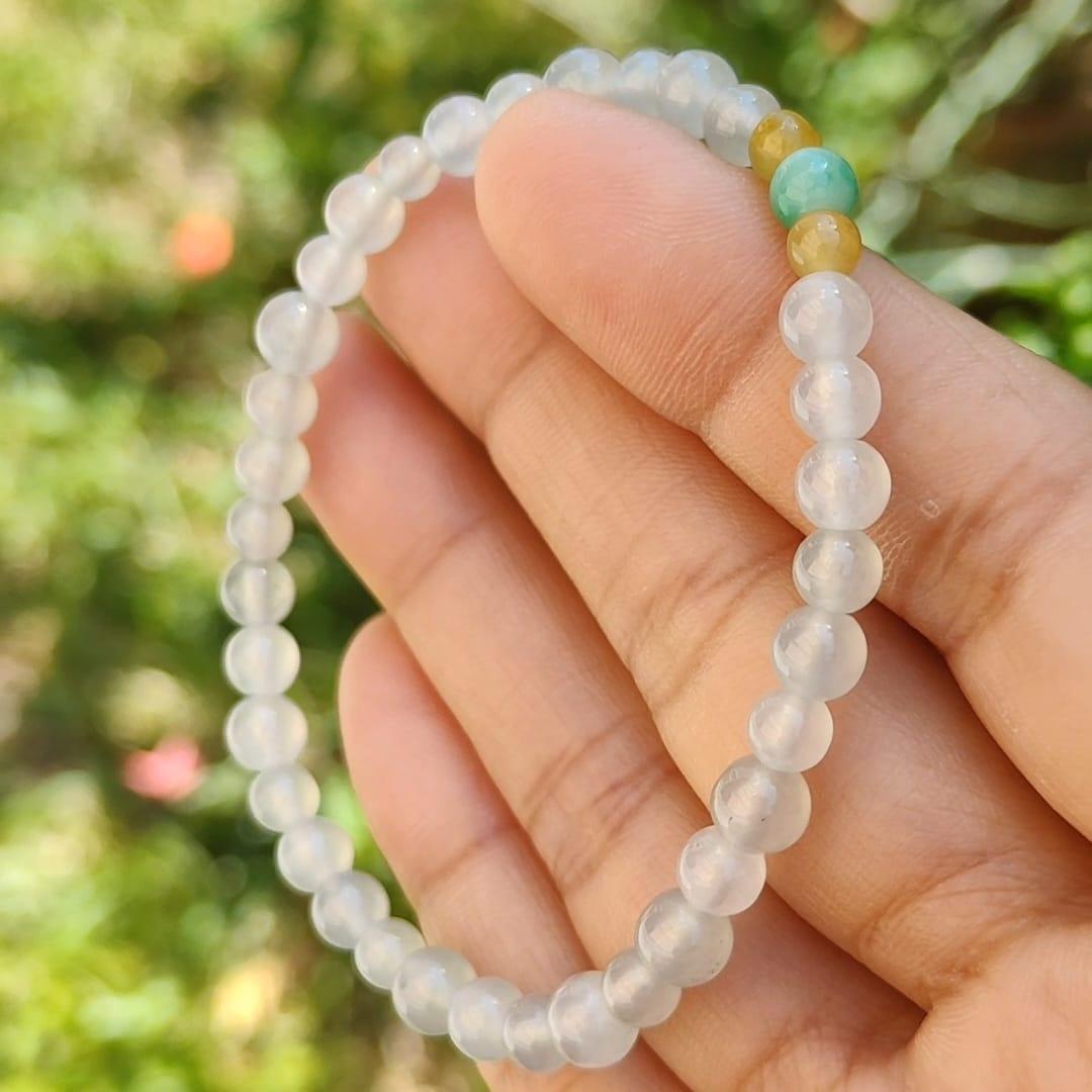 Icy Variety with Good Translucency Natural Type A Jadeite Bracelet measurement at 5.7mm with 37 beads, certificate included weigh 8.60 grams, suitable for casual wear and yet look elegant (bracelet6) Yi Pin Qian