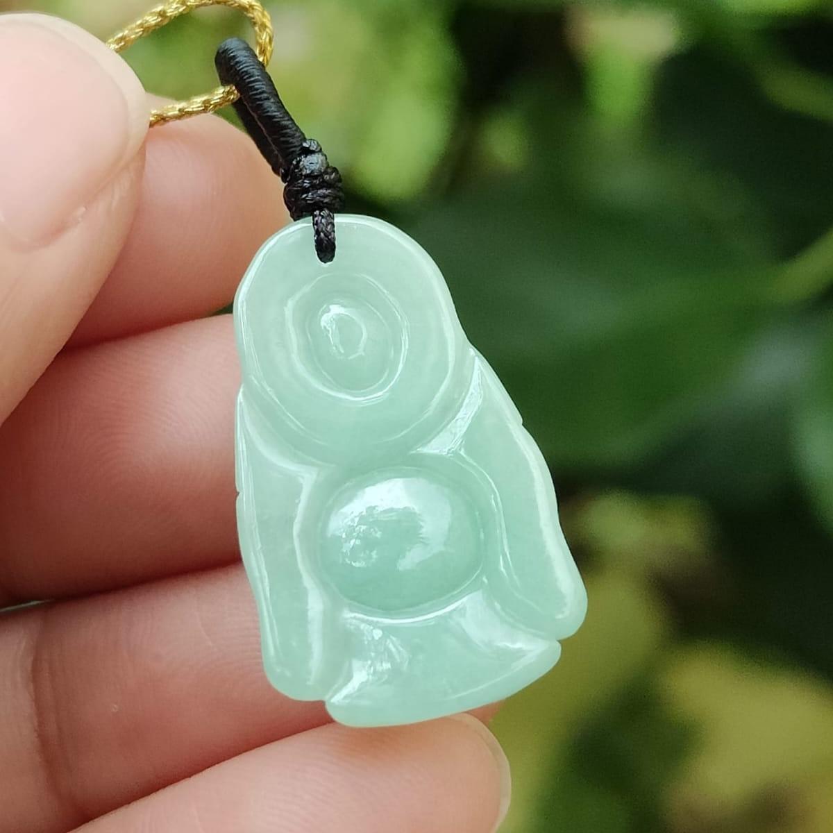 Natural Type A Jadeite Laughing Buddha Pendant 🌱🪨 | Office Feng Shui Essential for Decision-Makers (Sku: pendant443)