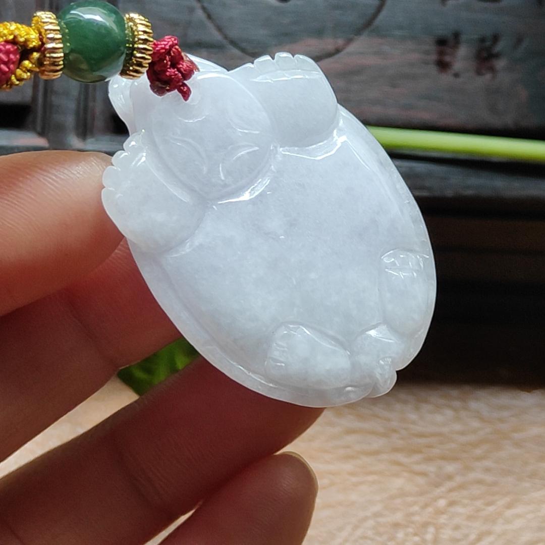 Crafted as Dragon Turtle Pendant on Natural Type A Jadeite Jade certificate weighs 18.38 grams, measurement 41 * 27.6 * 11.6 mm (pendant375) Yi Pin Qian Jadeites Jade Jewelry ~Your Precious Quintessential ~ Singapore