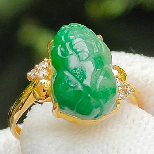 Metal Element Pixiu Ring - Wealth Activation with Earth Balance (Sku: 18kring45) Yi Pin Qian Jadeites Jade Jewelry ~Your Precious Quintessential ~ Singapore