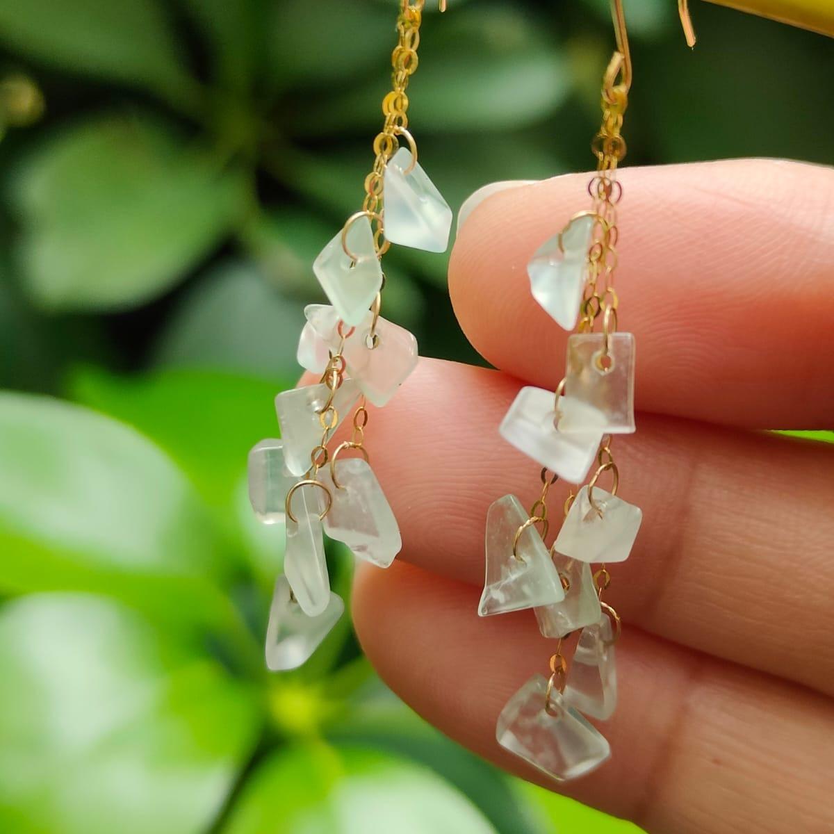 "Golden Equilibrium" 18K Ice Jade Earrings (Sku: 18k12) Yi Pin Qian Jadeites Jade Jewelry ~Your Precious Quintessential ~ Singapore