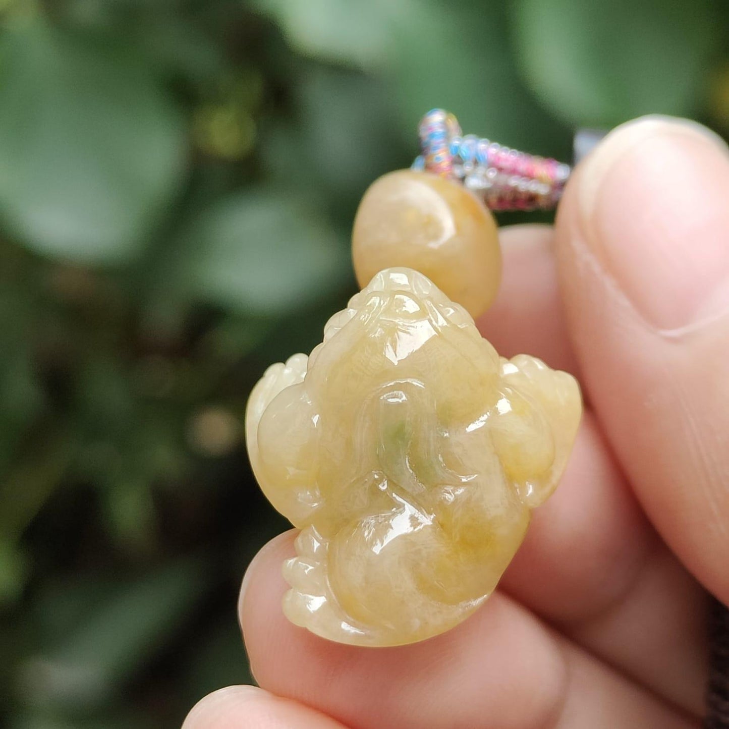 Just Arrived SG Local Seller - Yellow with Green patch Natural Type A Jadeite Jade crafted as Three Legs Toad Pendant certificate weighs 5.17 grams, measurement 22 * 19.5 * 11.3 mm (pendant333) Yi Pin Qian Jadeites Jade Jewelry ~Your Precious Quintessential ~ Singapore