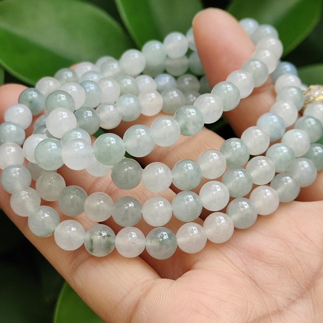High Quality Good Translucent Natural Type A Jadeite Jade crafted as 112 beads with 99% perfection as Bracelet or Necklace certificate weighs 52.21 grams, measurement 6.6 mm (bracelet28) Yi Pin Qian