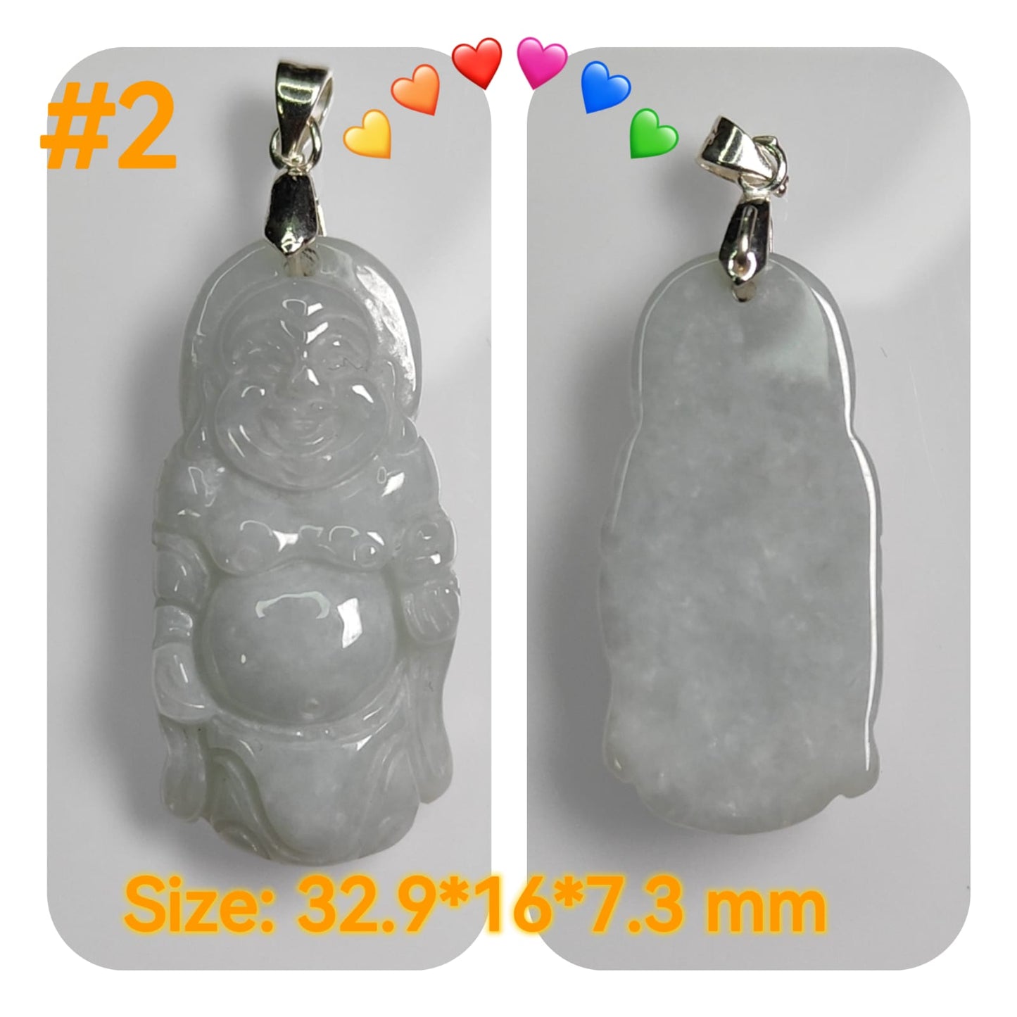 Casual Daily Wear - Natural Type A Jadeite Jade - crafted as Standing buddha to use as a Pendant - No Certitficate - with S990 Clasp (Choose #1 to #8) #2
