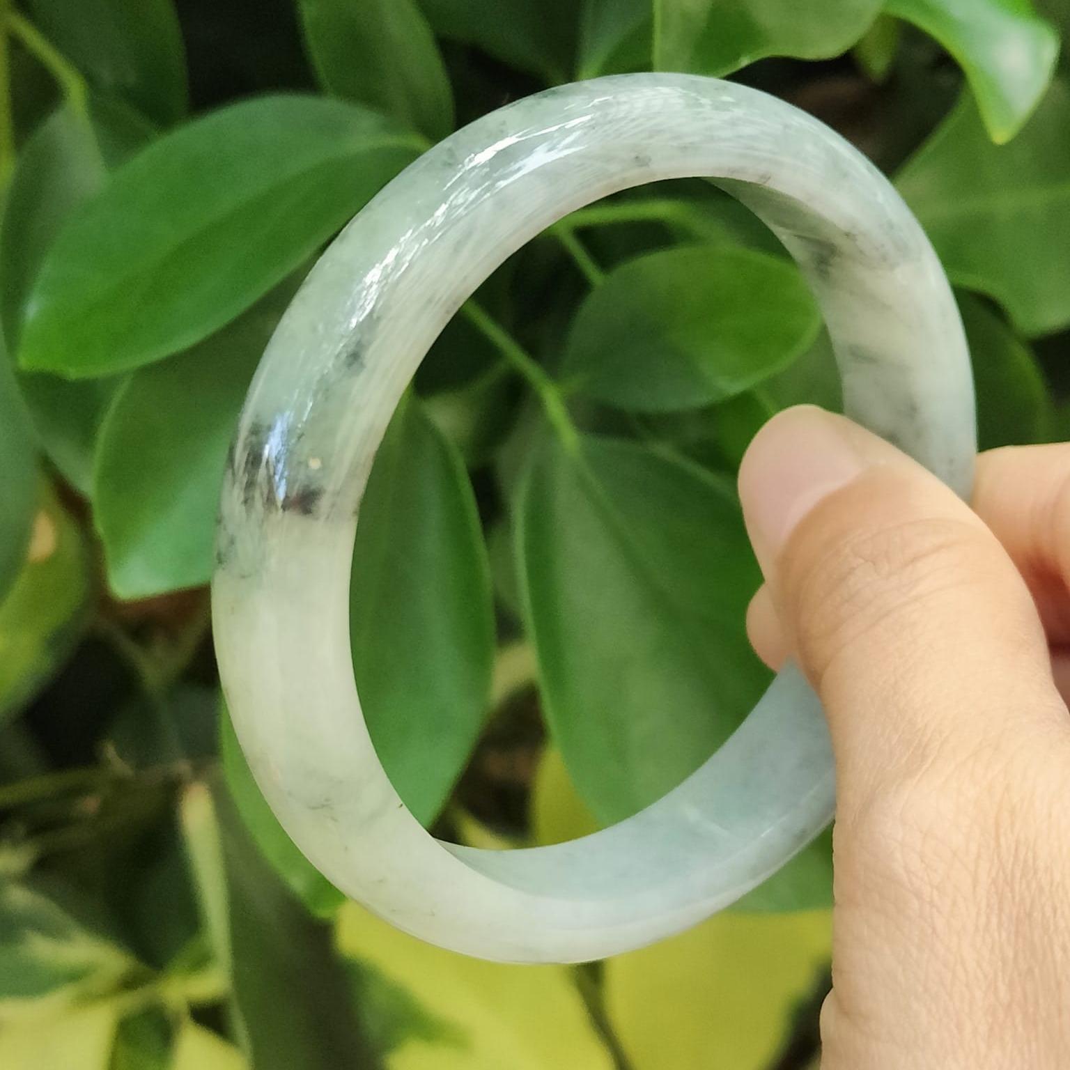 LAST ONE: Ink-Splash Jadeite Bangle – 54.16g Type A, Certified Rarity (Sku: Bangle32) Yi Pin Qian Jadeites Jade Jewelry ~Your Precious Quintessential ~ Singapore