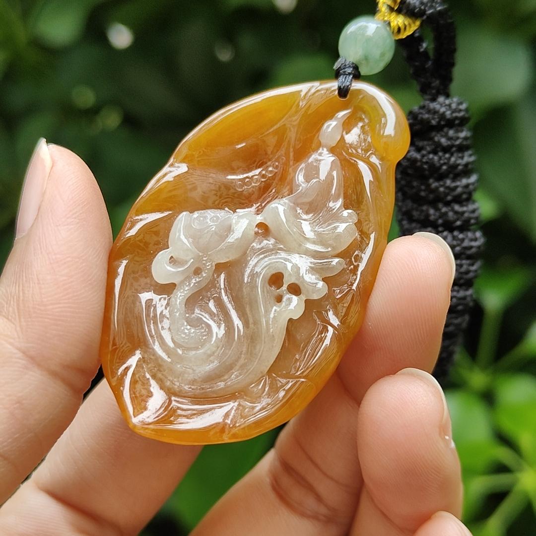 Crafted as The Enlightenment Pendant Rare Premium Natural Type A Jadeite Jade certificate weighs 15.96 grams, measurement 52.8 * 31.8 * 7 mm (pendant357) Yi Pin Qian Jadeites Jade Jewelry ~Your Precious Quintessential ~ Singapore
