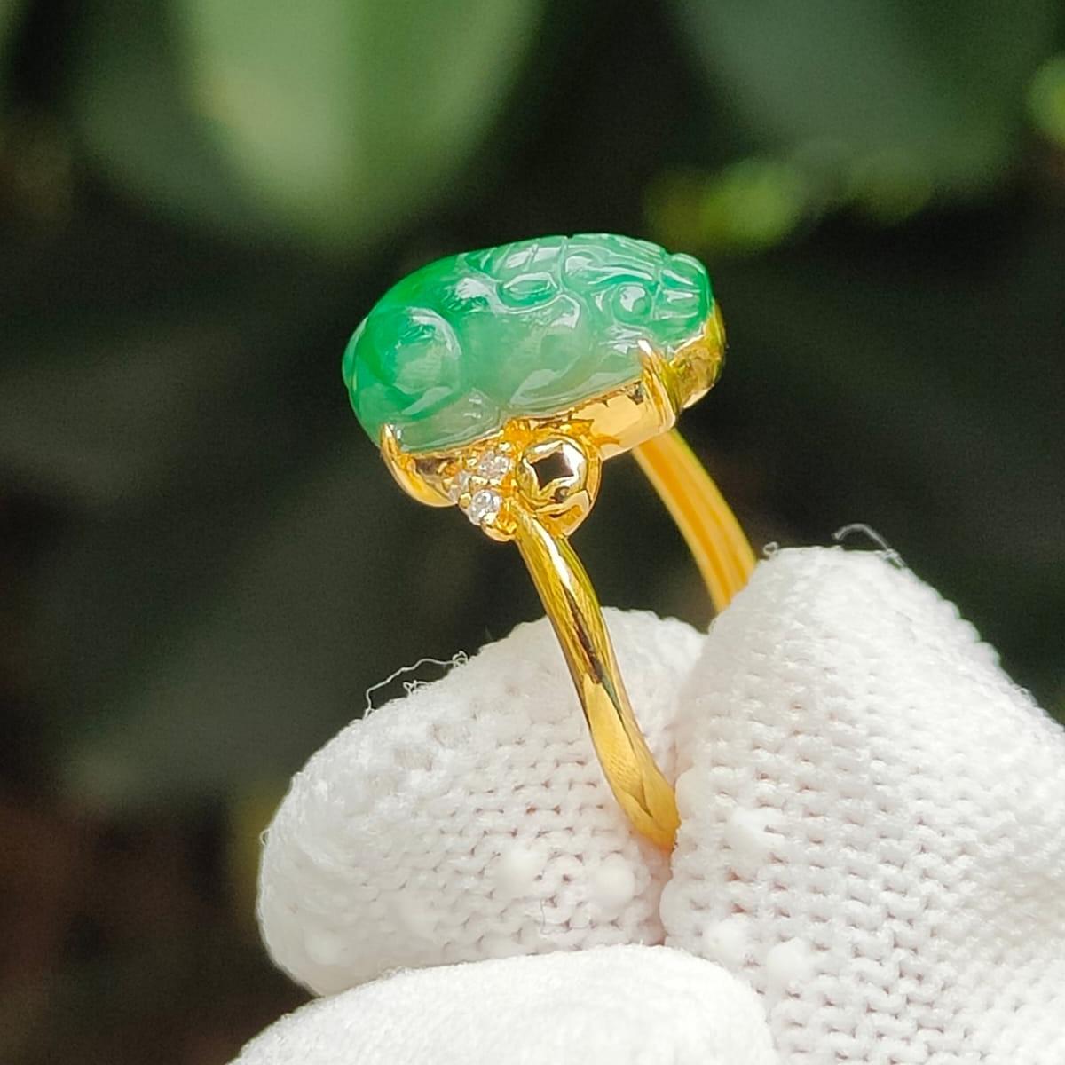 Metal Element Pixiu Ring - Wealth Activation with Earth Balance (Sku: 18kring45) Yi Pin Qian Jadeites Jade Jewelry ~Your Precious Quintessential ~ Singapore