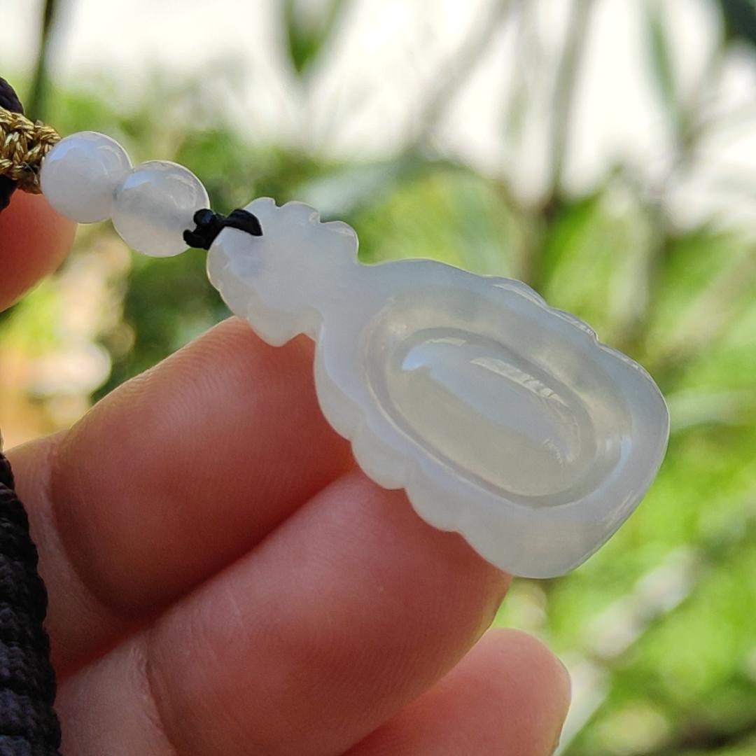 Super Rare Pure White Semi Icy Natural Type A Jadeite Jade crafted as Violin Pendant, certificate weighs 3.92 grams, measurement 27.7 * 15 * 5.3 mm (pendant256) Yi Pin Qian