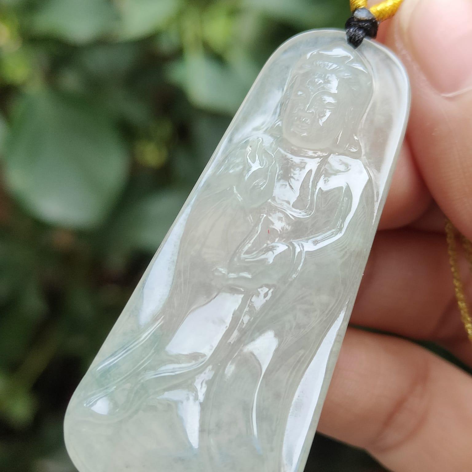 New Arrival in Singapore - Standing Buddha crafted on Natural Type A Jadeite Jade as Pendant with certificate weighs 13.64 grams, measurement 57 * 24.3 * 5.7 mm (pendant336) Yi Pin Qian Jadeites Jade Jewelry ~Your Precious Quintessential ~ Singapore