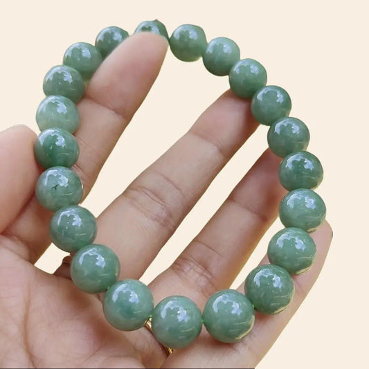 Green 21 Beads measurement 10mm Natural Type A Jadeite Jade Bracelet with QIC approved labs certificate weighs 38.45 grams (bracelet27) Yi Pin Qian