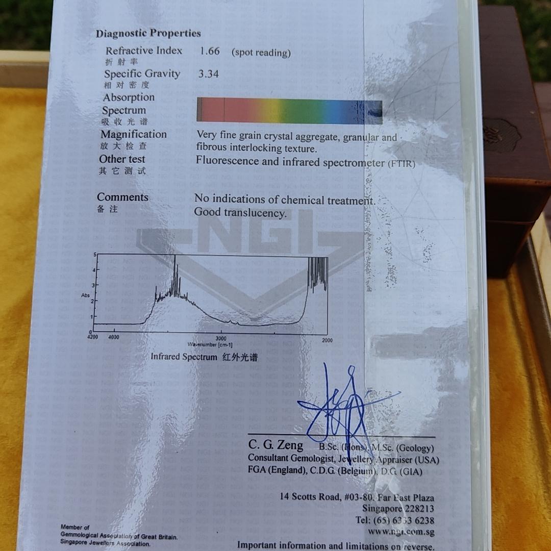 Natural Type A Jadeite carved with beautiful scenery - [51.08 * 51.11 * 6.31 mm] - Weight = 173.9 grams , premium pendant - Highly Translucent , faint greenish blue and green , NGI Certification (pendant155) Yi Pin Qian