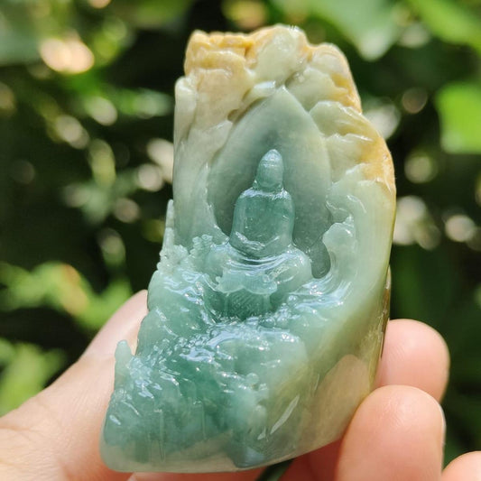 🌱🔥🪨💧🌀 Five-Element Blessings | Natural Type A Jadeite Zen Display (Sku: hand15)