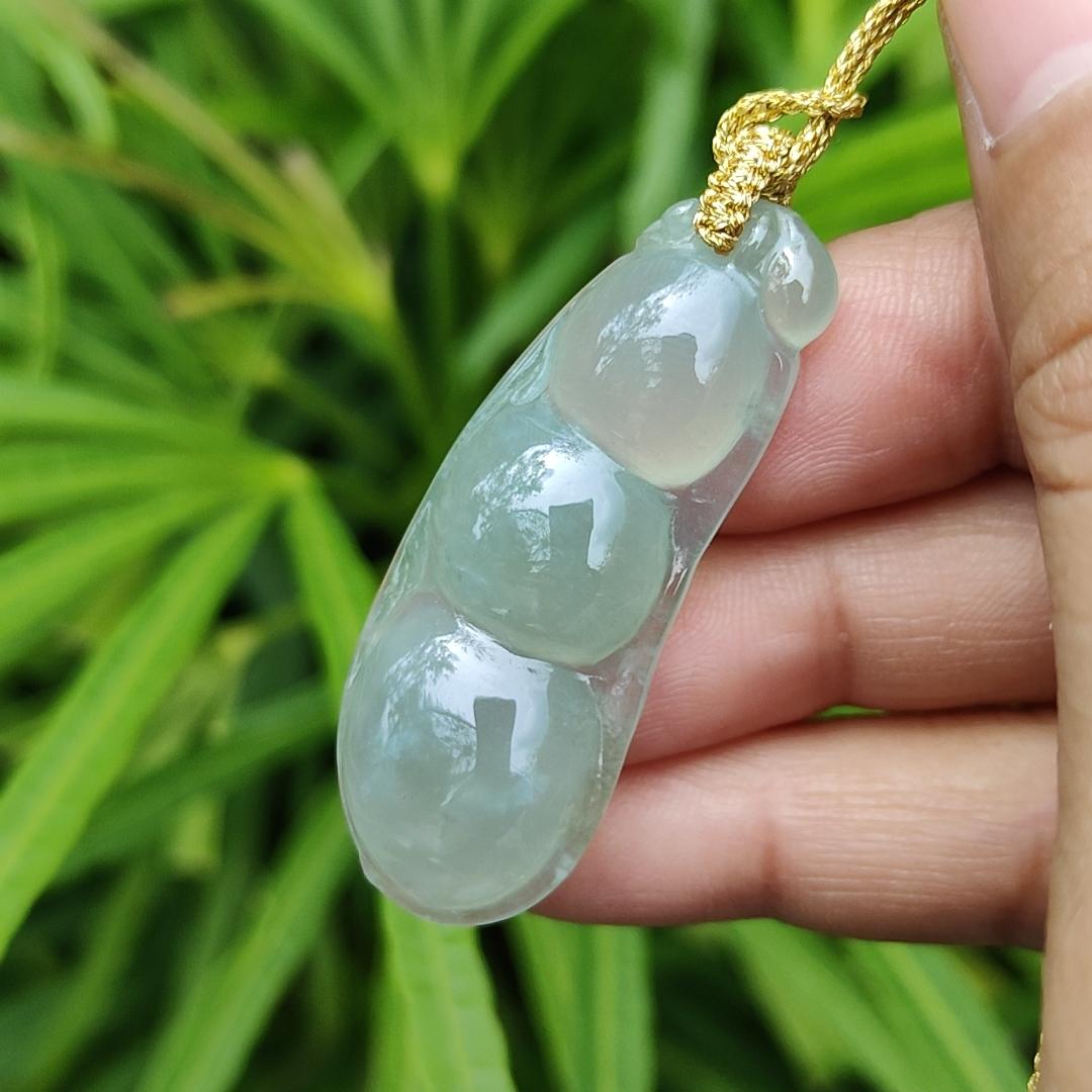 Crafted as Bean #6 Pendant on High Quality Natural Type A Jadeite Jade certificate weighs 8.5 grams, measurement 43.8 * 17 * 6.9 mm (pendant368)