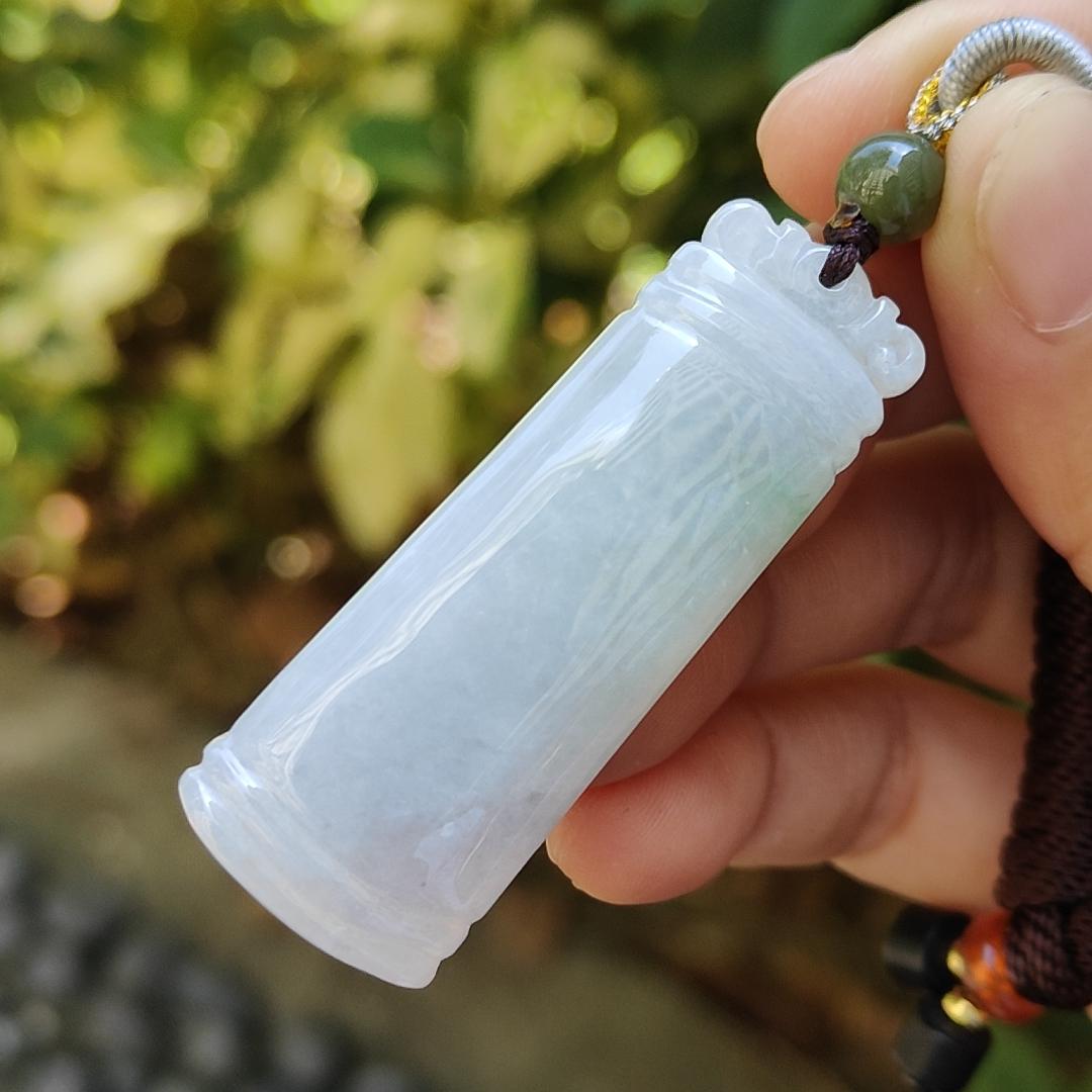 Crafted with Nothing symbol meaning eveything is Well, Natural Type A Jadeite Jade Pendant Necklace, QIC labs approved certificate weighs 18.61 grams, measurement 51.7 * 18.5 * 7.1 mm (pendant309) Yi Pin Qian Jadeites Jade Jewelry ~Your Precious Quintessential ~ Singapore