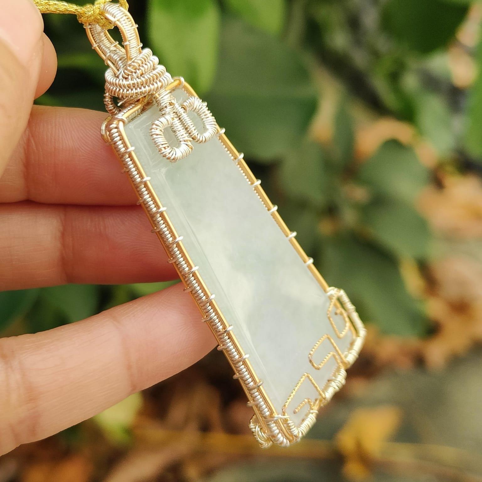 New Arrival - DIY GF14k wrapping on this Natural Type A Jadeite Jade Pendant crafted as Nothing, SG ready stock with certificate weighs 16.26 grams, measurement 66.9 * 29 * 5 (pendant329) Yi Pin Qian Jadeites Jade Jewelry ~Your Precious Quintessential ~ Singapore