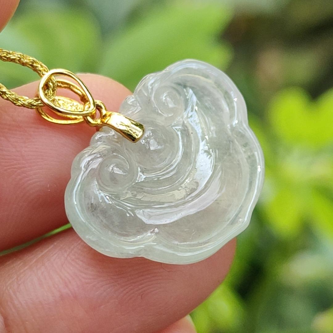 High Quality Ruyi Pendant Icy Translucent Natural Type A Jadeite added with 18k Clasp, certificate weighs 3.65 grams, measurement 16.3 * 21.4 * 5.2 mm (18kp94) Yi Pin Qian Jadeites Jade Jewelry ~Your Precious Quintessential ~ Singapore
