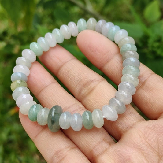 Multi Colors Natural Type A Jadeite Jade 36 Beads around 8.2 mm bracelet with certificate weigh 23.43 grams (bracelet14) Yi Pin Qian