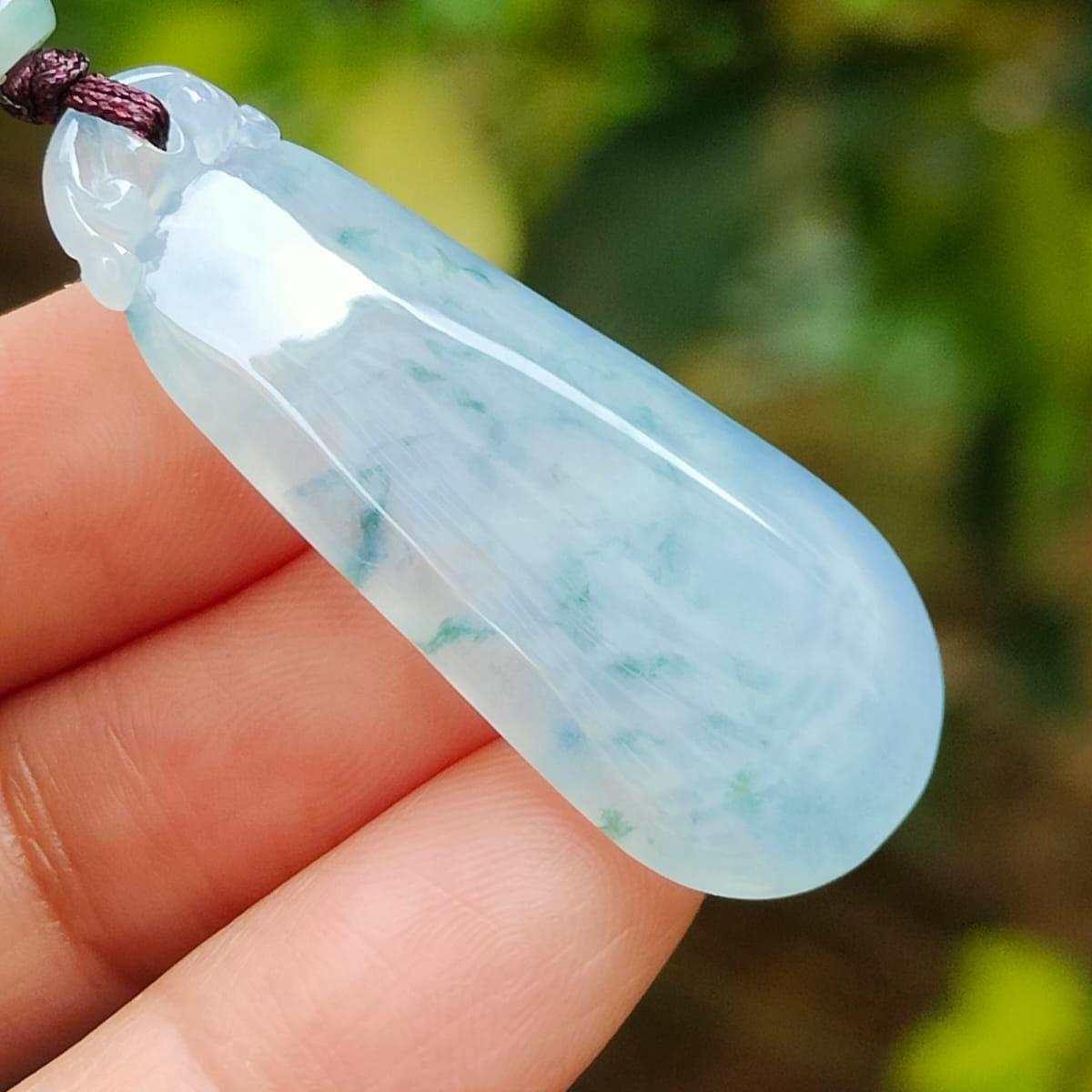 High Quality Light Lavender with Light Green Patches Natural Type A Jadeite Pendant crafted with nothing certificate weigh 5.15 grams, measurement 39.3 * 18.3 * 3.8 mm (pendant398) Yi Pin Qian Jadeites Jade Jewelry ~Your Precious Quintessential ~ Singapore