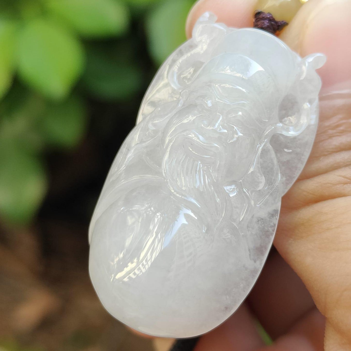 #Sold - Fortune God Pendant Natural Type A Jadeite Jade certificate weighs 15.35 grams, measurement 40.3 * 22.8 * 9.5 mm (pendant395)