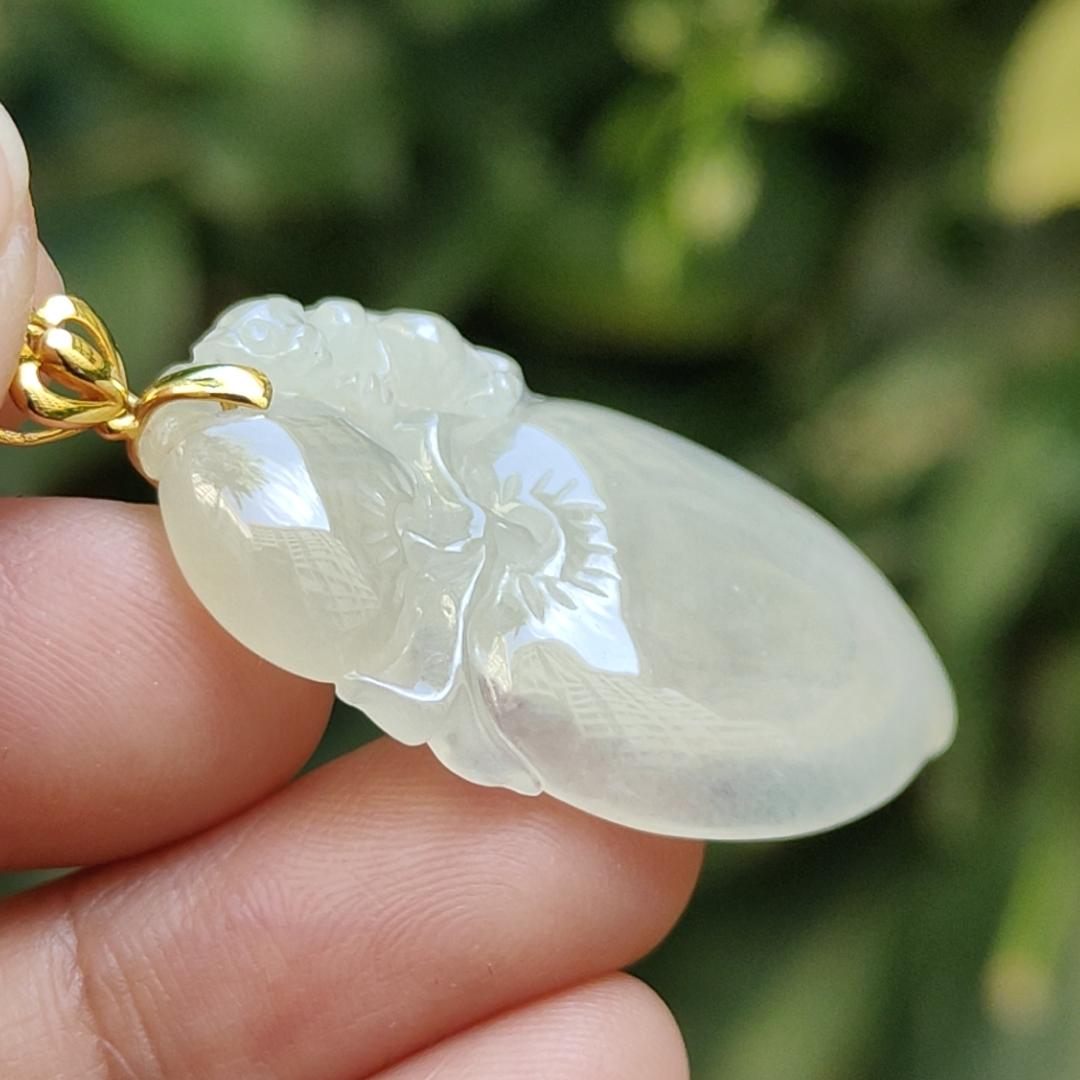 Semi Icy Yellow Natural Type A Jadeite Jade crafted with Monkey and Peach as Pendant with 18k clasp, certificate weighs 6.97 grams, measurement 35 * 21.2 * 5.5 mm (18kp91) Yi Pin Qian Jadeites Jade Jewelry ~Your Precious Quintessential ~ Singapore