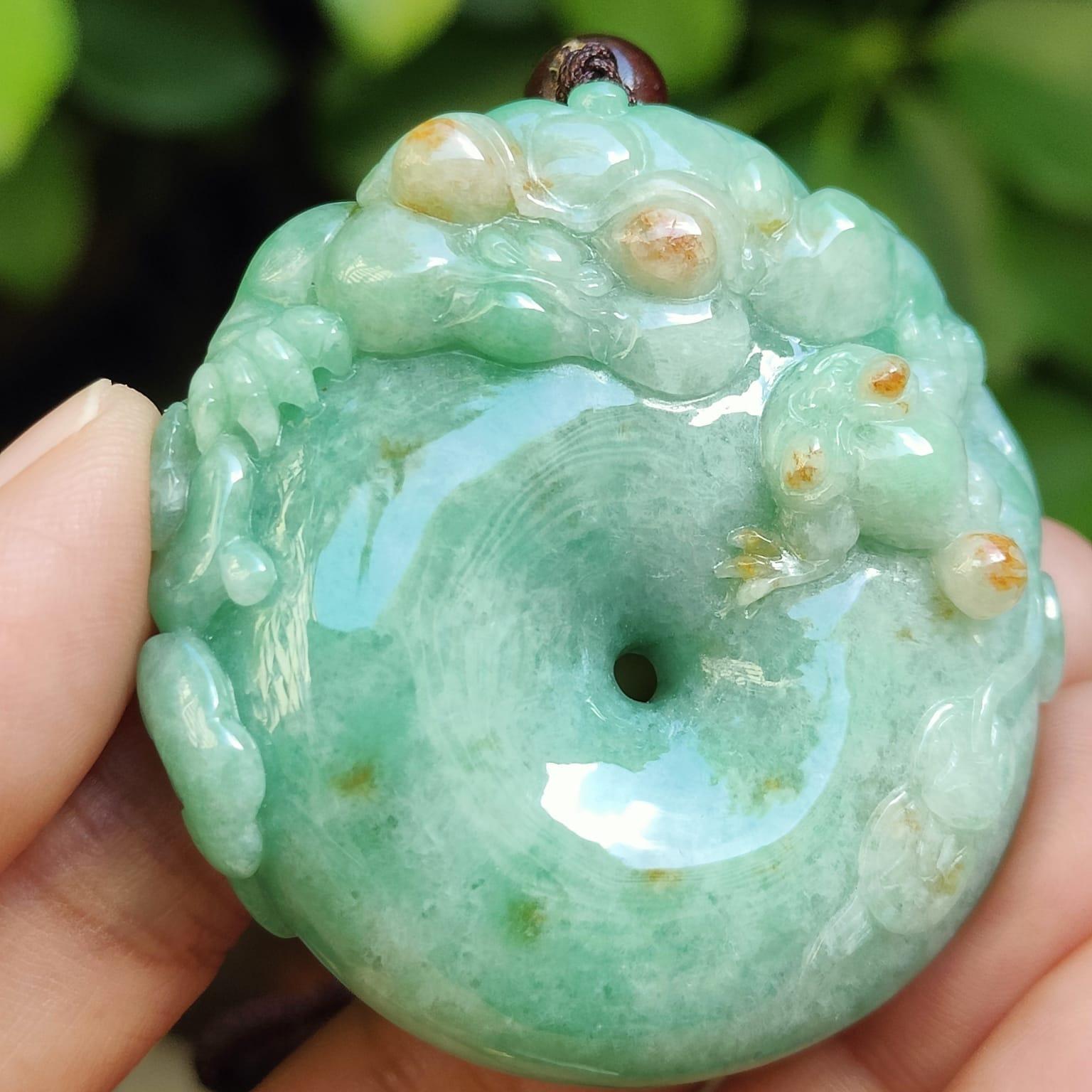 Mythic Golden Toads Jadeite Pendant – Five Elements Prosperity, Museum-Grade Carving, Certified Type A (Sku: pendant403) Yi Pin Qian Jadeites Jade Jewelry ~Your Precious Quintessential ~ Singapore