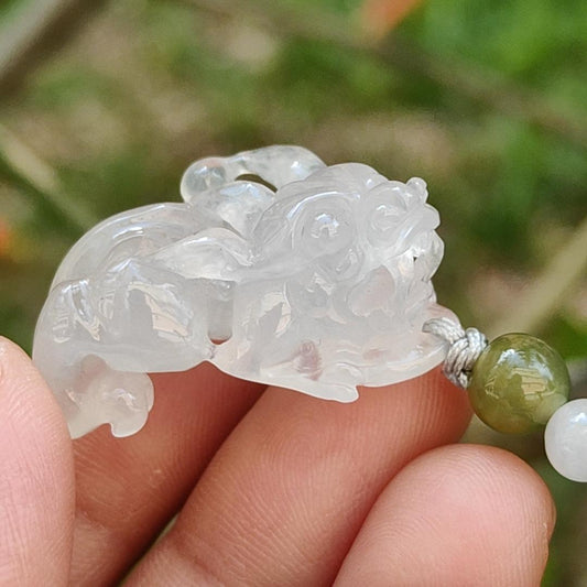 Special Offer Icy Translucent crafted as Pixiu Natural Type A Jadeite Pendant Necklace with certificate weigh 9.39 grams, 30 * 16.3 * 13.4 mm, symbols of Bring in money, keep you safe and healthy, suitable for daily wear or collection (pendant45) Yi Pin Qian