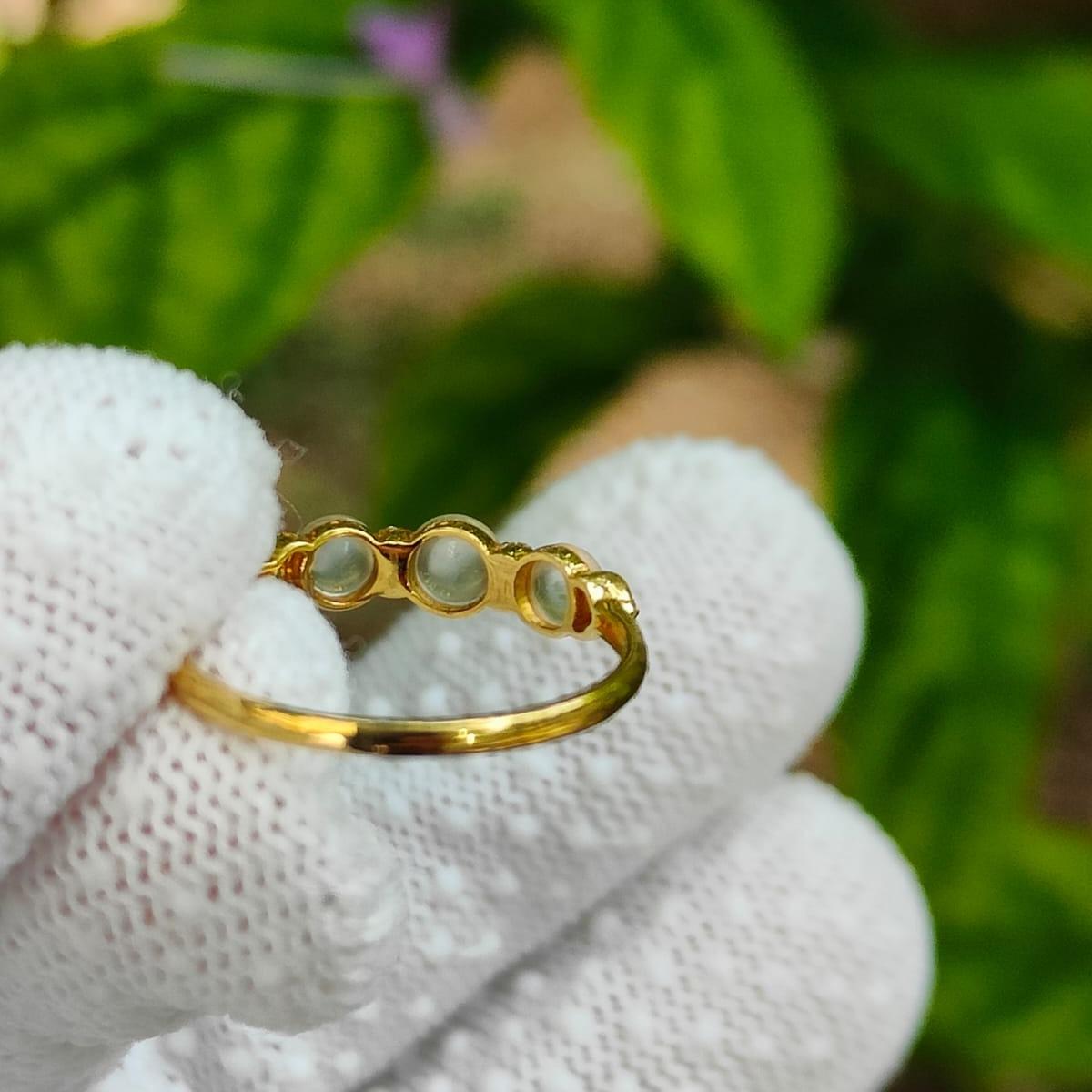 SG Seller New Listing Crafted on Natural Type jadeite jade with 3 cabochons on 18k gold as Ring certificate weighs 1.18 grams (18kring36) Yi Pin Qian Jadeites Jade Jewelry ~Your Precious Quintessential ~ Singapore
