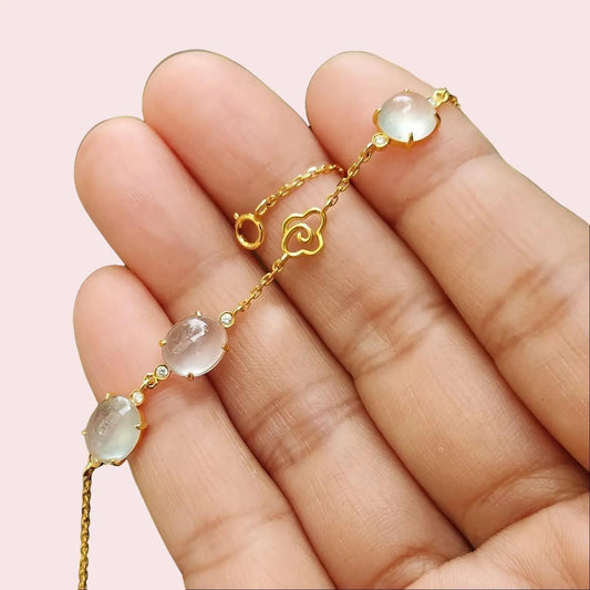 Icy Translucent Jadeite Bracelet – Natural Type A Cabochons, 18K Gold, Harmony of Elements Sku: 18kp107 Yi Pin Qian Jadeites Jade Jewelry ~Your Precious Quintessential ~ Singapore