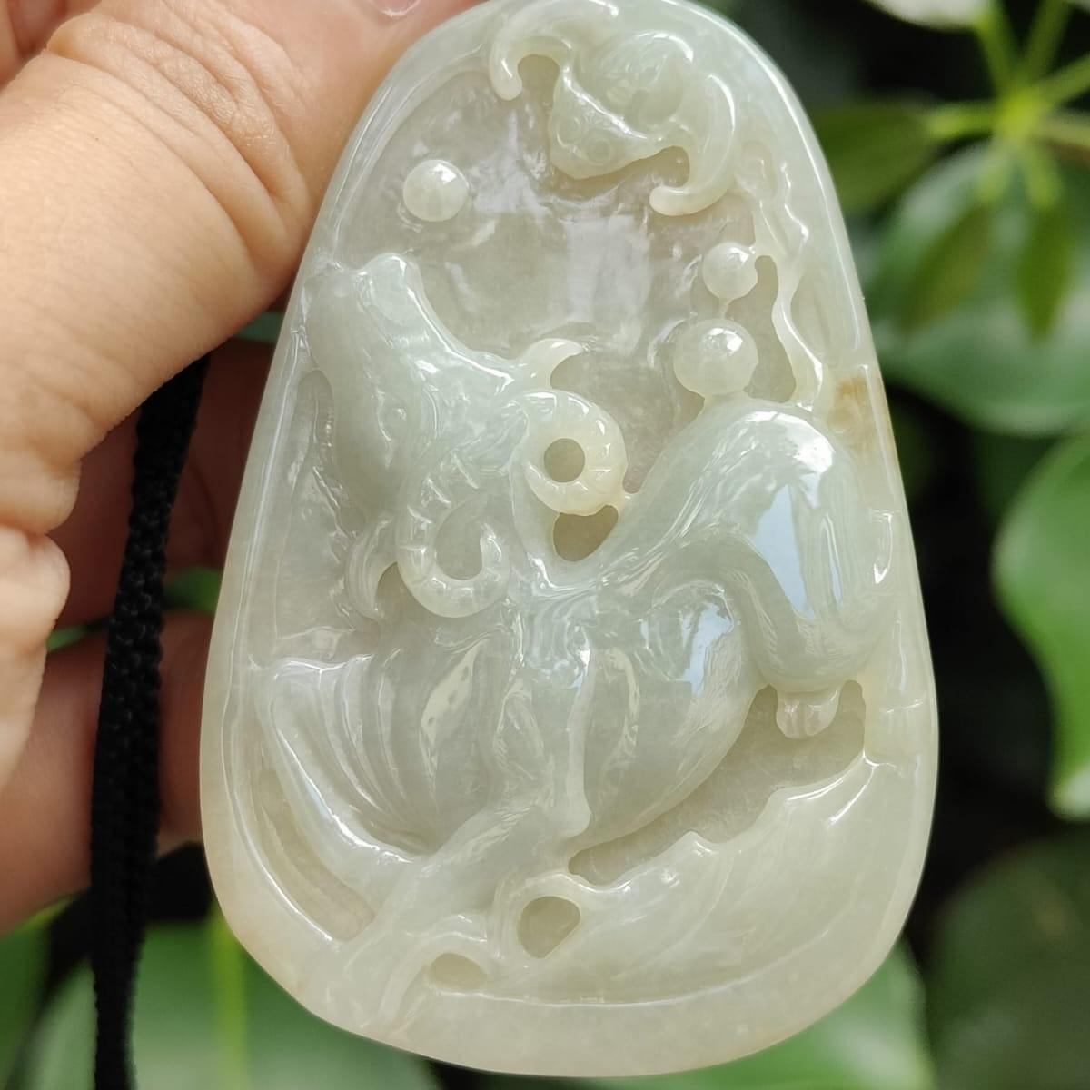 Buffalo & Bat Duo Pendants – Five Elements Balance, Certified Type A Jadeite, Hand-Refinished (Sku: pendant405 / pendant406) Pair Deal Yi Pin Qian Jadeites Jade Jewelry ~Your Precious Quintessential ~ Singapore