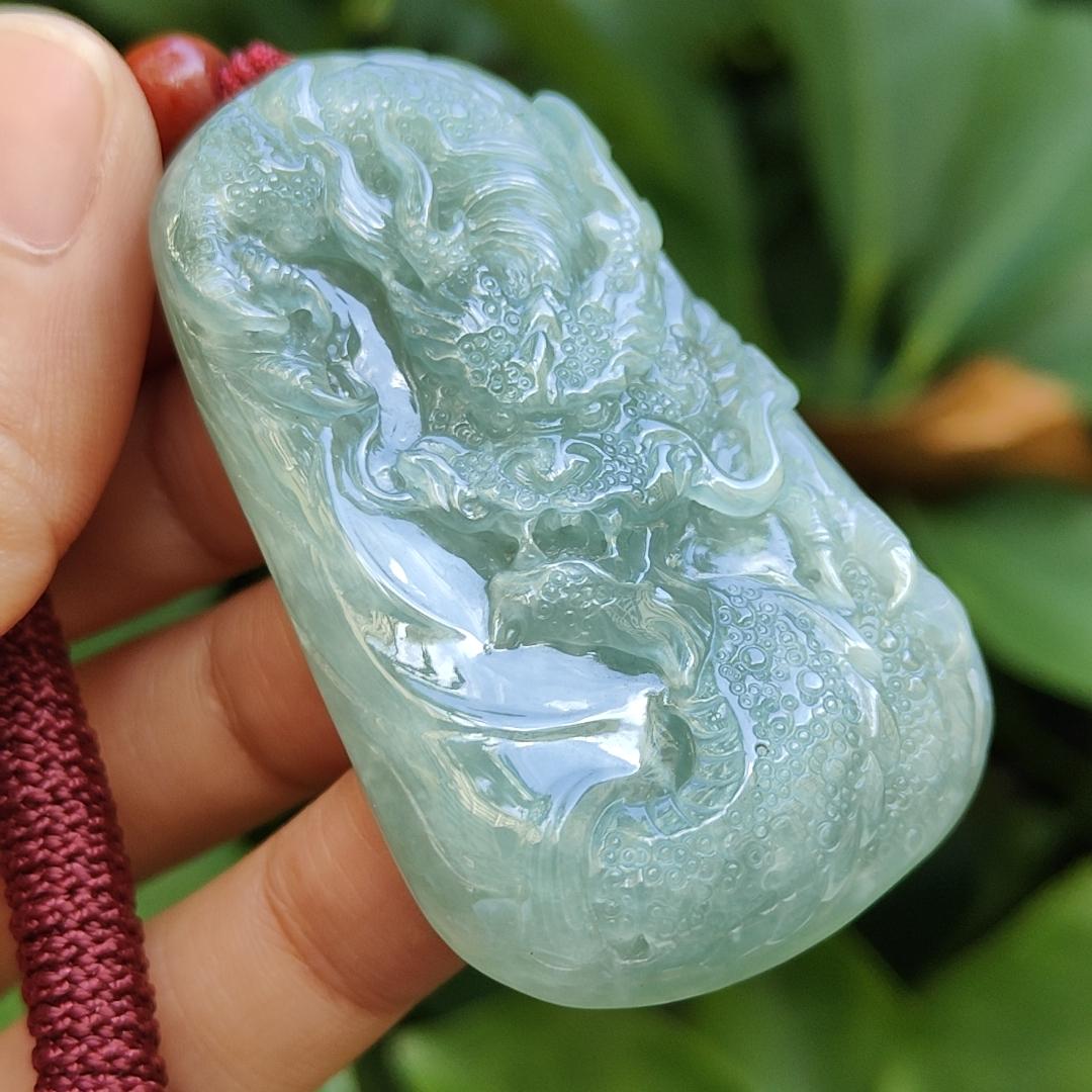 Latest Arrival ~ Crafted as Dragon Pendant on Natural Type A Jadeite Jade certificate weighs 28.8 grams, measurement 56.1 * 33.6 * 7.8 mm (pendant358) Yi Pin Qian Jadeites Jade Jewelry ~Your Precious Quintessential ~ Singapore