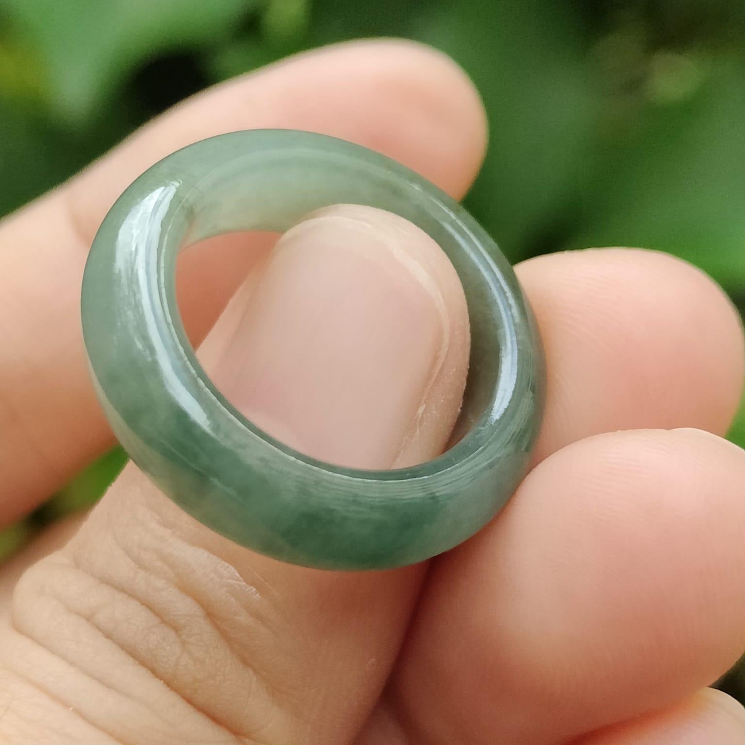 Wood Element Harmony Ring - Natural Type A Jadeite Jade Unisex Band (Sku: ring16) Yi Pin Qian Jadeites Jade Jewelry ~Your Precious Quintessential ~ Singapore