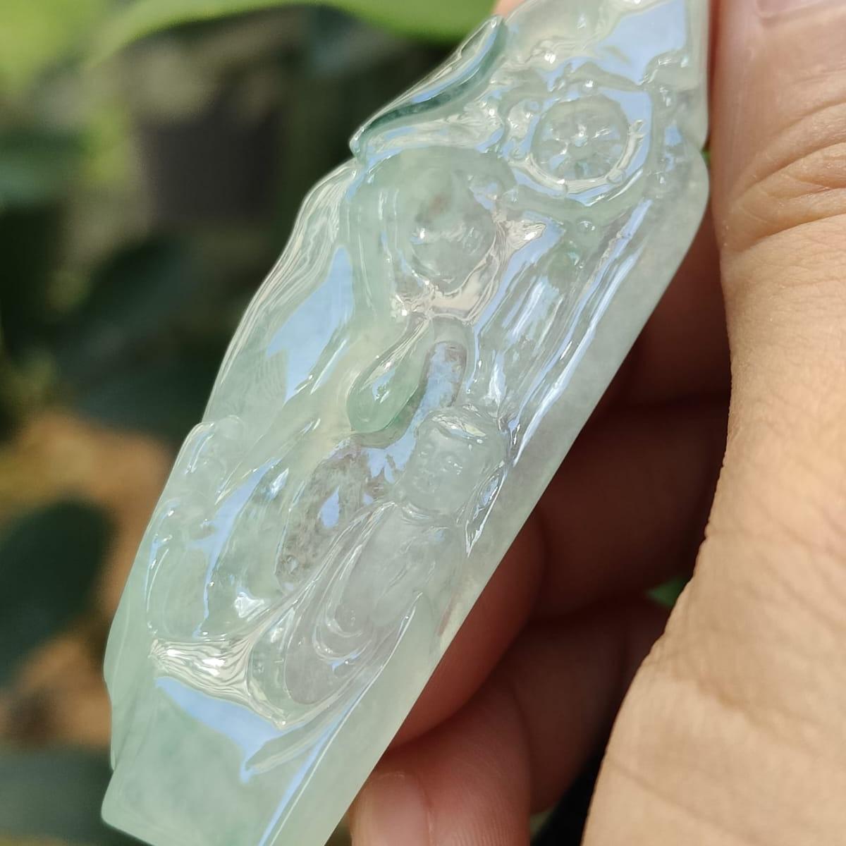 Crafted as Buddha with a Fengshui Wheel as Pendant on Natural Type A Jadeite Jade, certificate weighs 18.79 grams, measurement 65.1 * 23 * 6.6 mm (pendant384) Yi Pin Qian Jadeites Jade Jewelry ~Your Precious Quintessential ~ Singapore