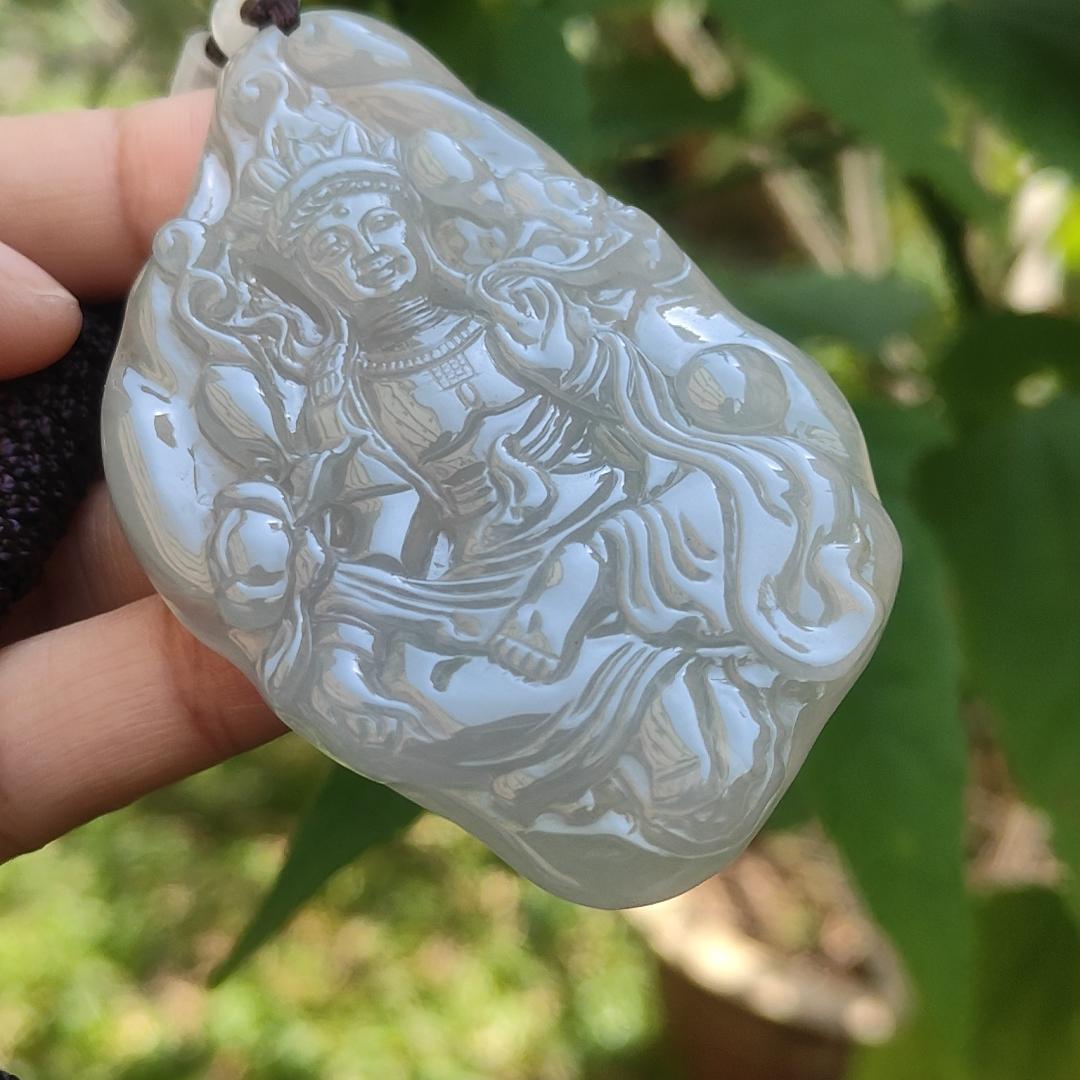 Rare Premium Quality Natural Type A Jadeite Jade crafted with Tara as a pendant with certificate weigh 46.31 grams, measurement 72.7 * 46.2 * 8.3 mm (pendant194) Yi Pin Qian