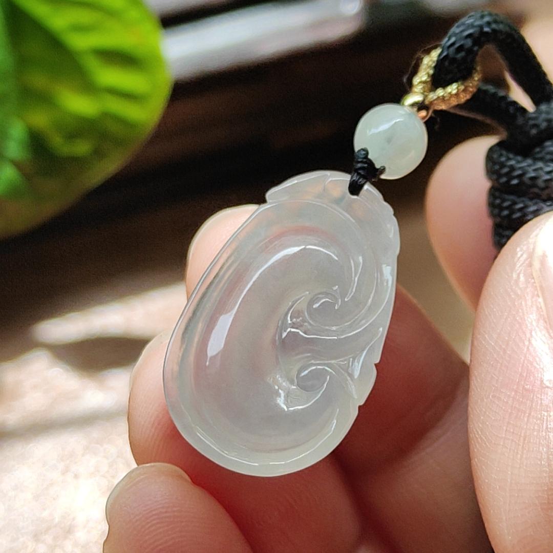 Crafted as Ruyi Pendant on Natural Type A Jadeite Jade certificate weighs 2.86 grams, measurement 24.6 * 15.1 * 4.3 mm (pendant376) Yi Pin Qian Jadeites Jade Jewelry ~Your Precious Quintessential ~ Singapore