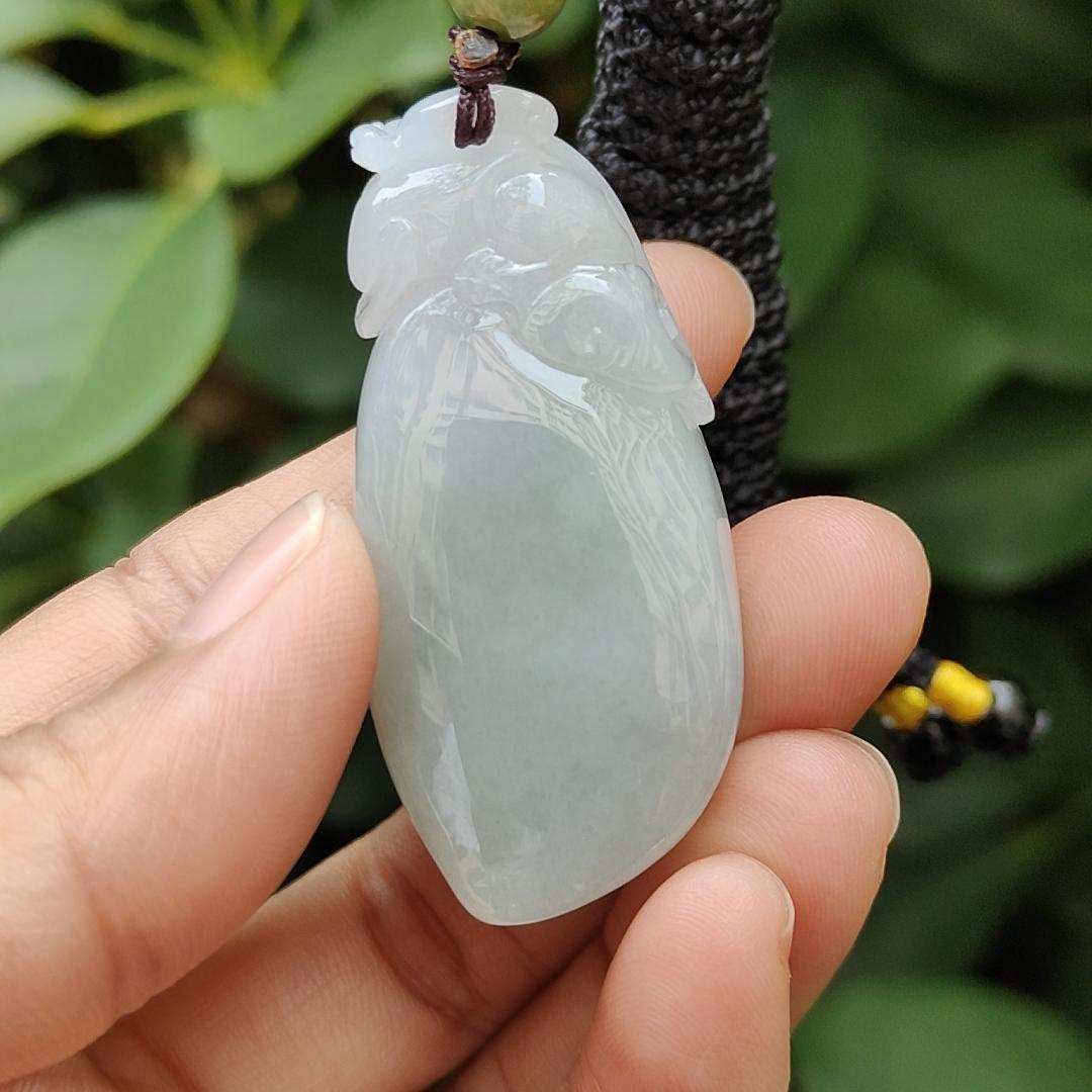 Crafted with Pixiu On Fuku Melon Burmese Natural Type A Jadeite Jade as Pendant, QIC labs approved certificate weighs 34.54 grams, measurement 47.3 * 22.2 * 16.5 mm (pendant315) Yi Pin Qian Jadeites Jade Jewelry ~Your Precious Quintessential ~ Singapore