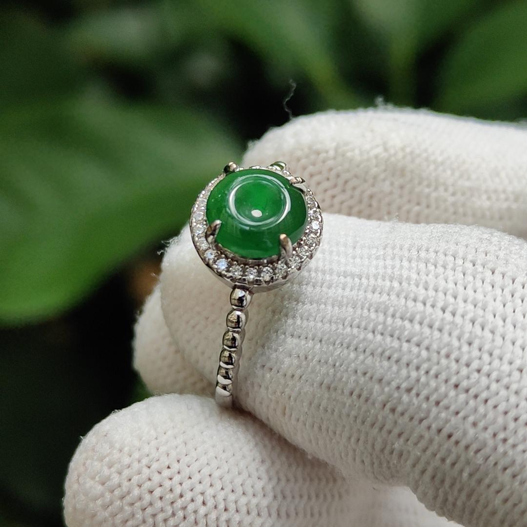 Sg Local New Arrival - Free size adjustable S925 Ring with crafting of dounut shape Natural Type A Green Jadeite Jade, certificate weighs 2.18 grams, measurement 7.7 * 7.5 * 2.7 mm (s925ring21) Yi Pin Qian Jadeites Jade Jewelry ~Your Precious Quintessential ~ Singapore