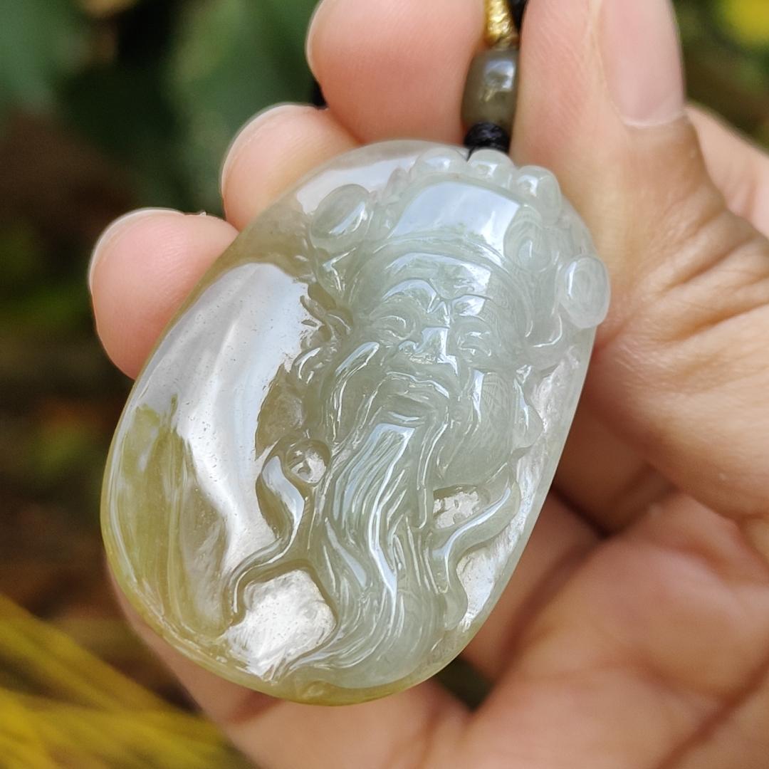 Sg New Arrival Crafted as God of Fortune Natural Type A Jadeite Jade as pendant, certificate weighs 16.02 grams, measurement 43.1 * 27.6 * 9.1 mm (pendant340) Yi Pin Qian Jadeites Jade Jewelry ~Your Precious Quintessential ~ Singapore