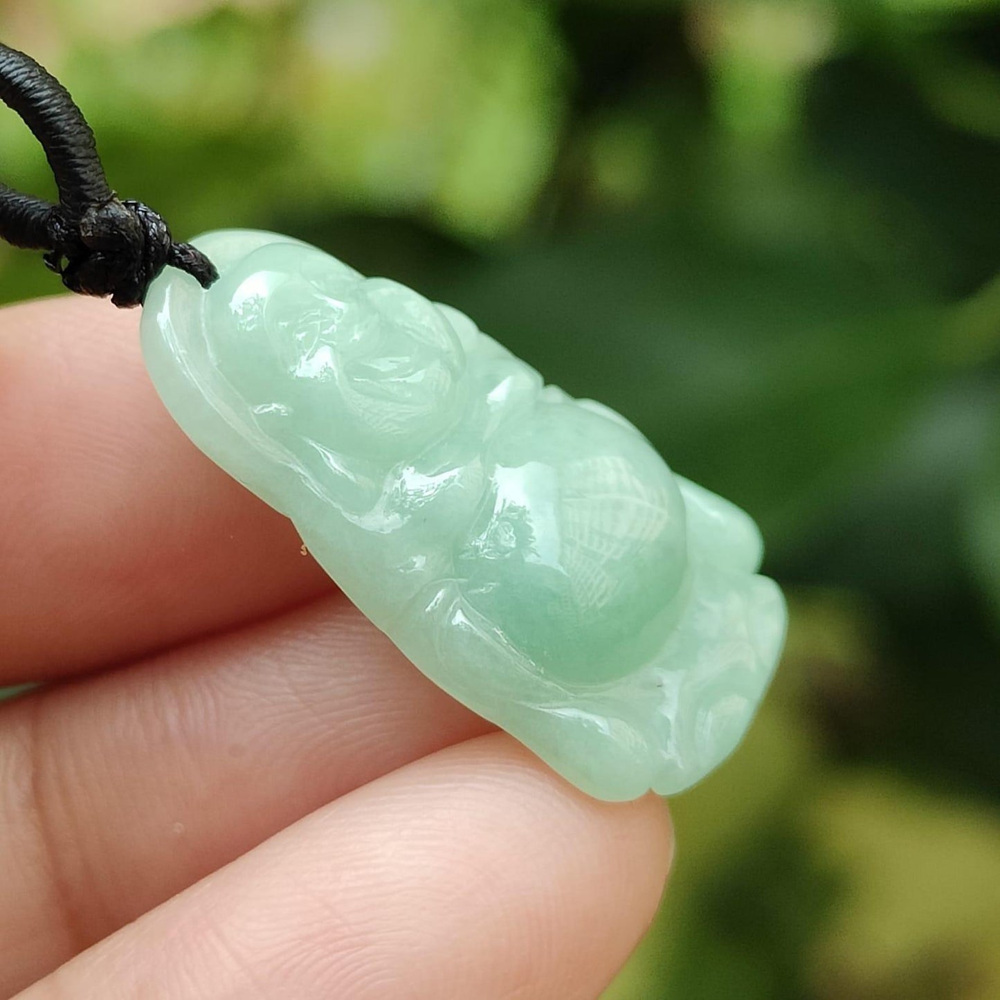 Natural Type A Jadeite Laughing Buddha Pendant 🌱🪨 | Office Feng Shui Essential for Decision-Makers (Sku: pendant443)