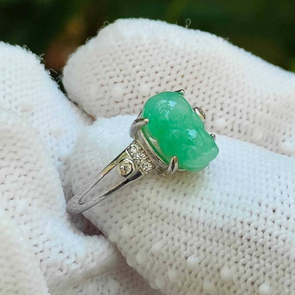 Wood Energy Pixiu Ring 🌱- Growth Catalyst (Sku: s925ring34) Yi Pin Qian Jadeites Jade Jewelry ~Your Precious Quintessential ~ Singapore