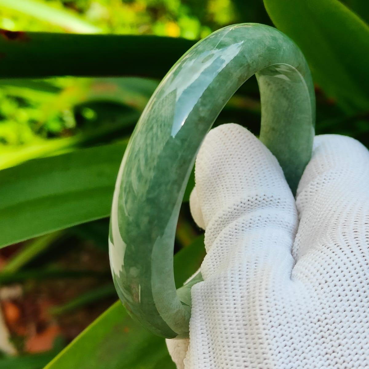Wood 🌱 + Water 💧 Jadeite Bangle | Career Harmony Catalyst (Sku: bangle35) Yi Pin Qian Jadeites Jade Jewelry ~Your Precious Quintessential ~ Singapore