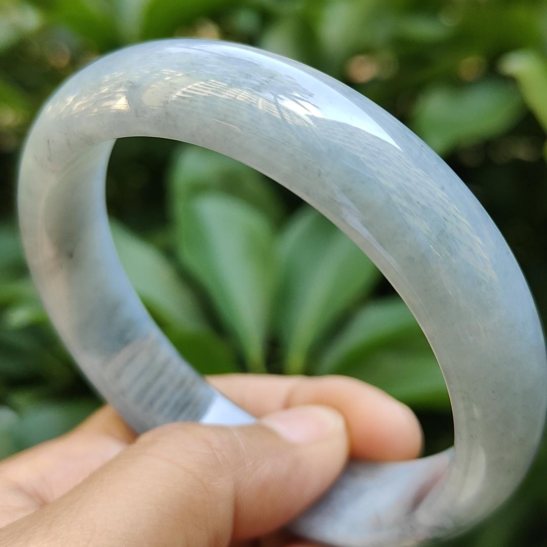 58.77 mm Light Lavender, Black Wuji Peace Bangle, Natural Type A Jadeite Jade, certificate weighs 57.84 grams, Width: 13.9 mm, Thickness: 7.5 mm (bangle15) Yi Pin Qian Jadeites Jade Jewelry ~Your Precious Quintessential ~ Singapore