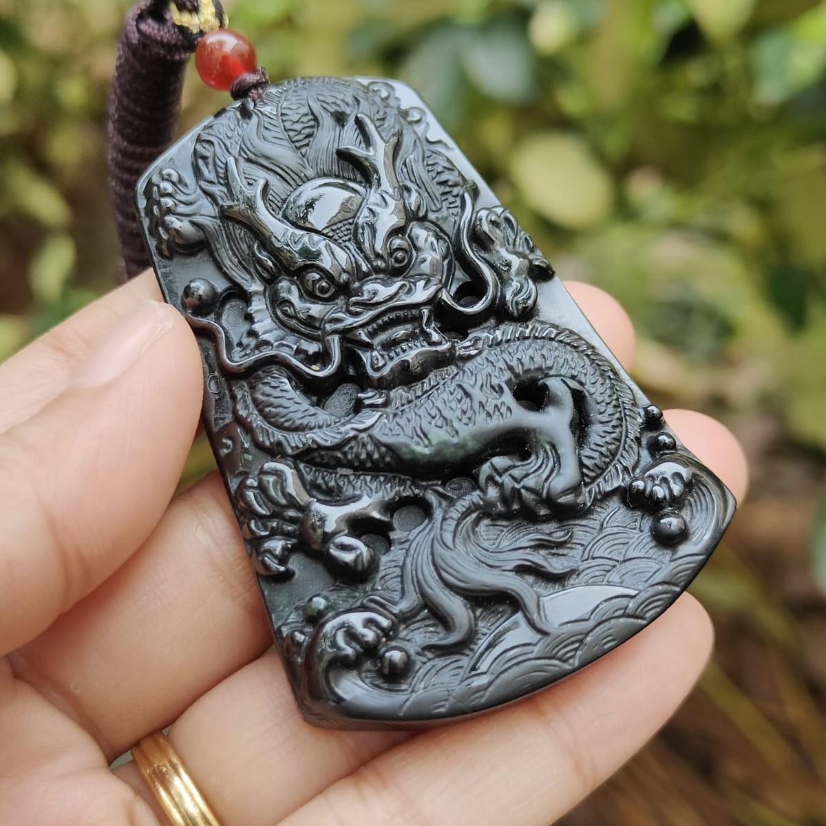 New Arrival Normal Black Dragon Natural Type A Jadeite Jade as pendant certificate weighs 28.6 grams, measurement 65 * 43 * 8 mm (pendant356) Yi Pin Qian Jadeites Jade Jewelry ~Your Precious Quintessential ~ Singapore