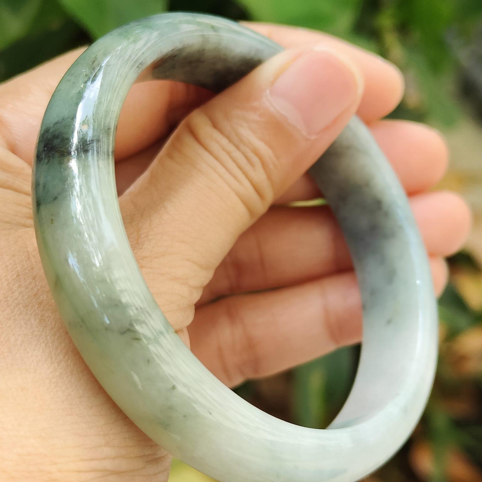 LAST ONE: Ink-Splash Jadeite Bangle – 54.16g Type A, Certified Rarity (Sku: Bangle32) Yi Pin Qian Jadeites Jade Jewelry ~Your Precious Quintessential ~ Singapore