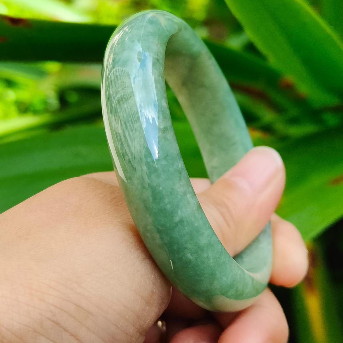 Wood 🌱 + Water 💧 Jadeite Bangle | Career Harmony Catalyst (Sku: bangle35) Yi Pin Qian Jadeites Jade Jewelry ~Your Precious Quintessential ~ Singapore