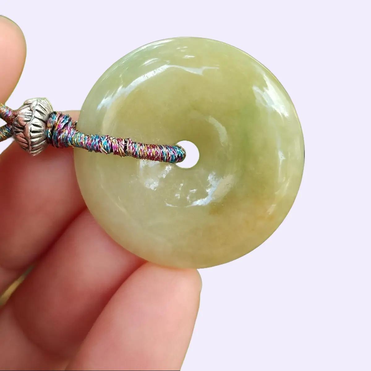 New Listing SG Local Crafted as Donut Pendant on Yellow Natural Type A Jadeite Jade certificate weighs 9.35 grams, measurement 27.7 * 6.3 mm (pendant369) Yi Pin Qian Jadeites Jade Jewelry ~Your Precious Quintessential ~ Singapore