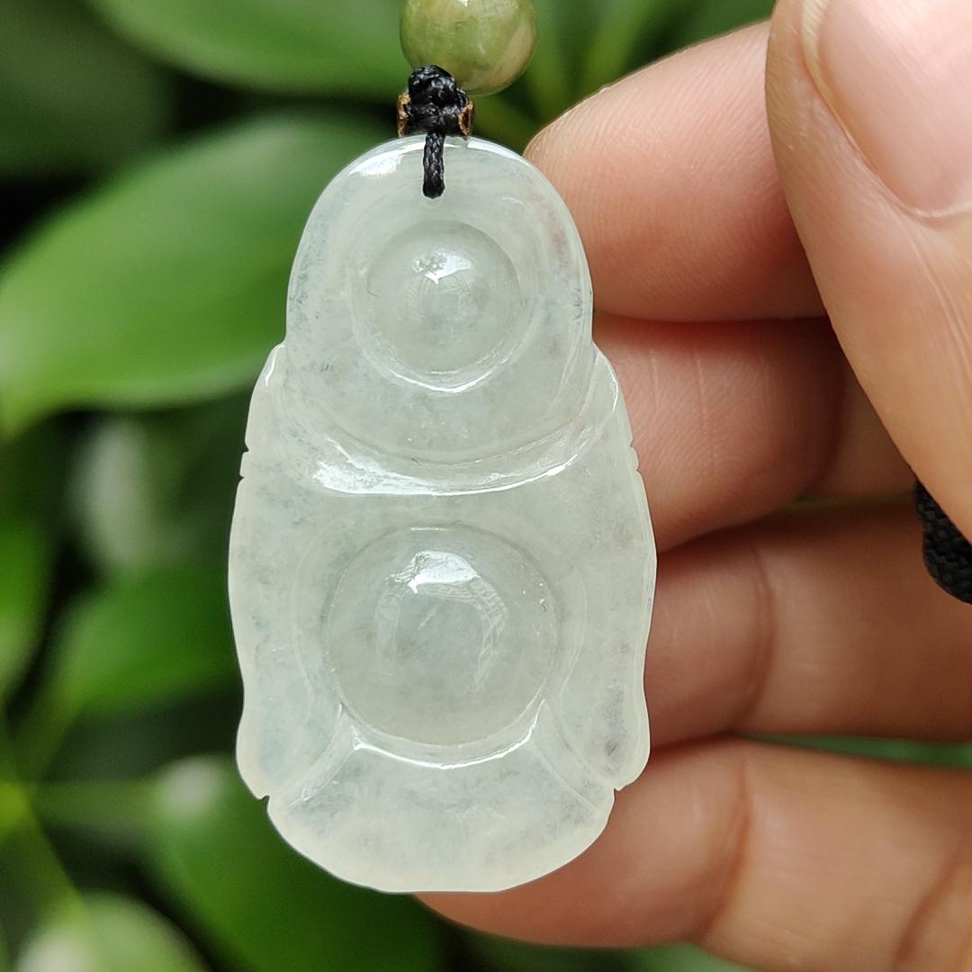 New Stock Sg Seller - Crafted as Standing Milo Buddha Natural Type A Jadeite Jade as Pendant certificate weighs 8.73 grams, measurement 38 * 21.3 * 7.6 mm (pendant351) Yi Pin Qian Jadeites Jade Jewelry ~Your Precious Quintessential ~ Singapore