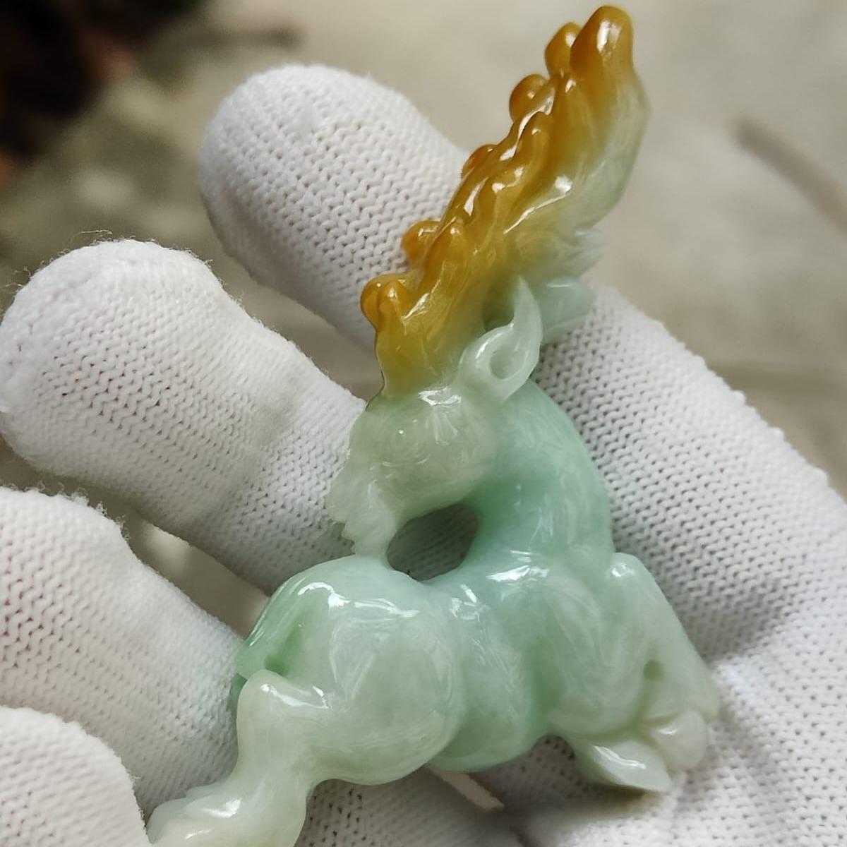 Wood Element Jade Deer Sculpture - Earth-Grounded Harmony Art Piece (Sku: hand12) Yi Pin Qian Jadeites Jade Jewelry ~Your Precious Quintessential ~ Singapore